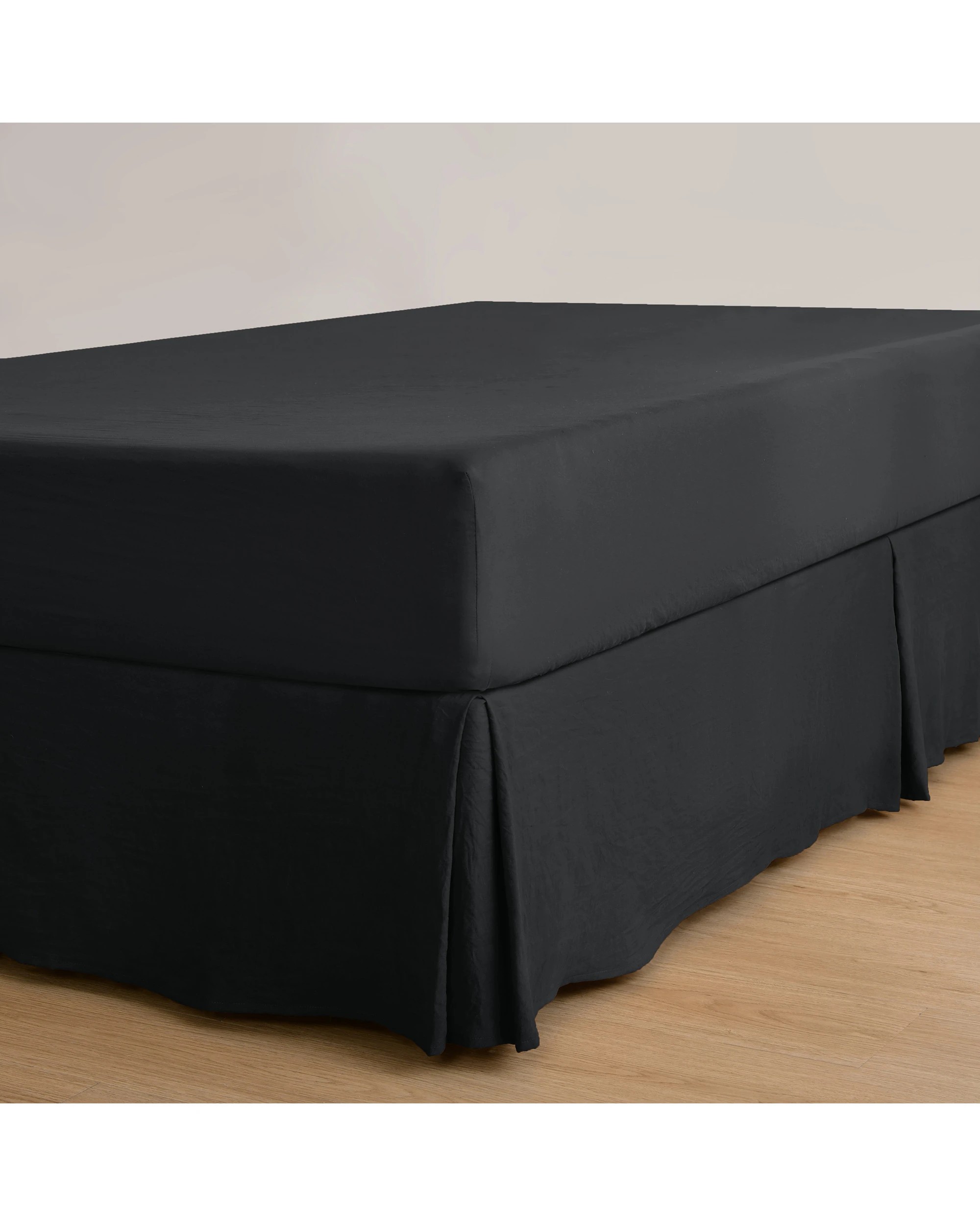 1 Dreamaker Superfine Washed Microfibre Pleated Valance - Queen Bed - Black, 1 of 9