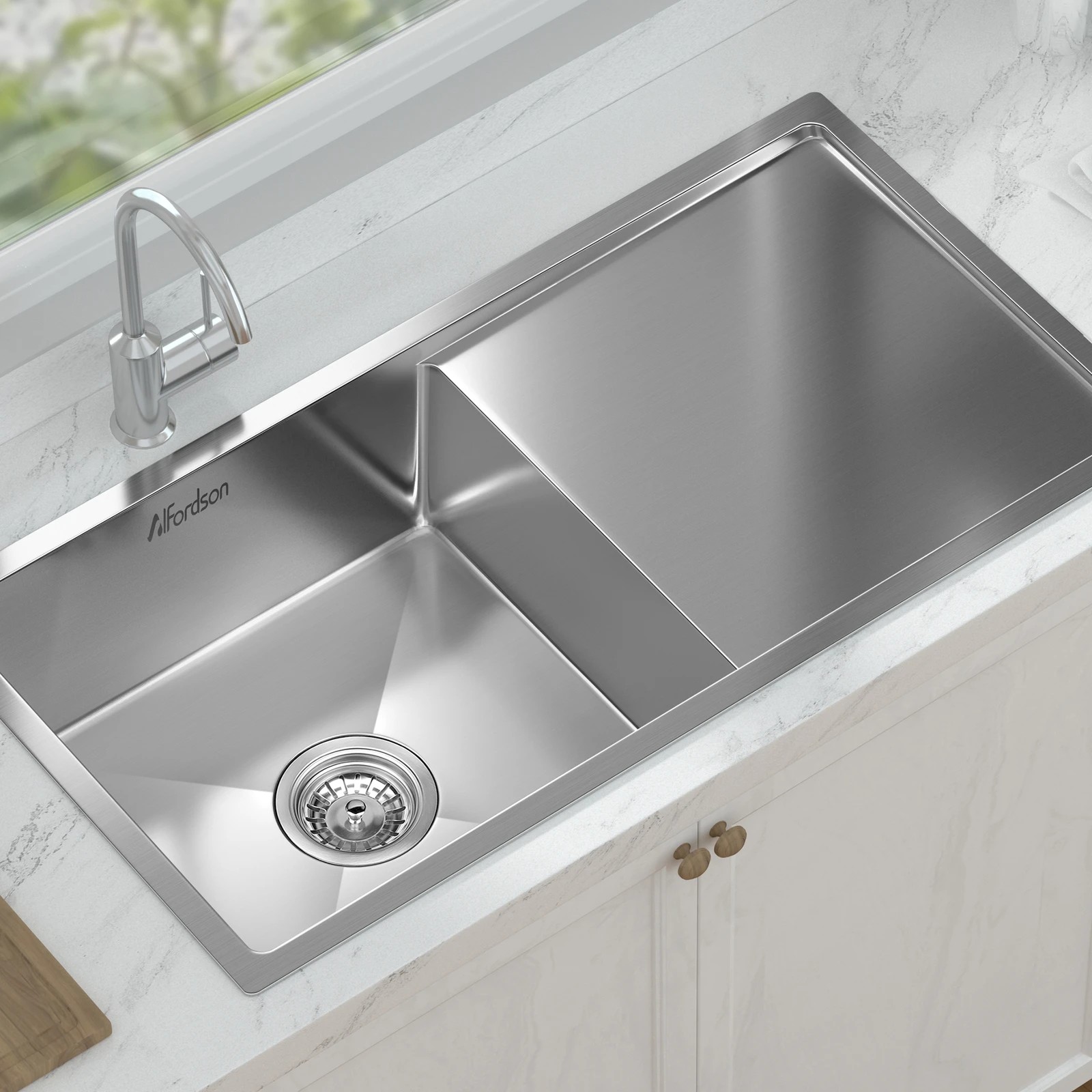 3 Alfordson Kitchen Sink Stainless Steel 87X45CM - Silver, 3 of 8