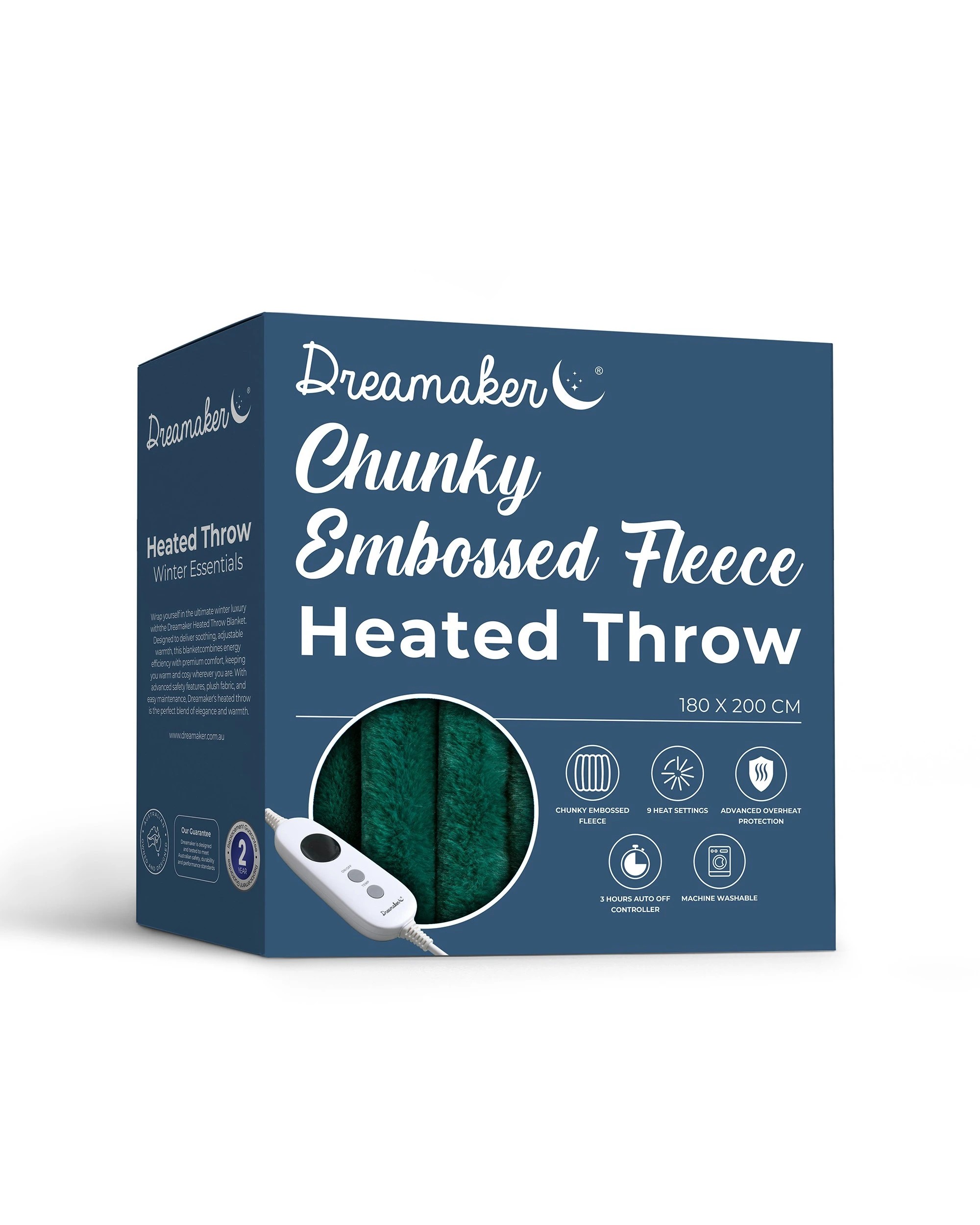 10 Dreamaker Cirra Chunky Embossed Fleece Heated Throw 180x200cm - Emerald Green, 10 of 10