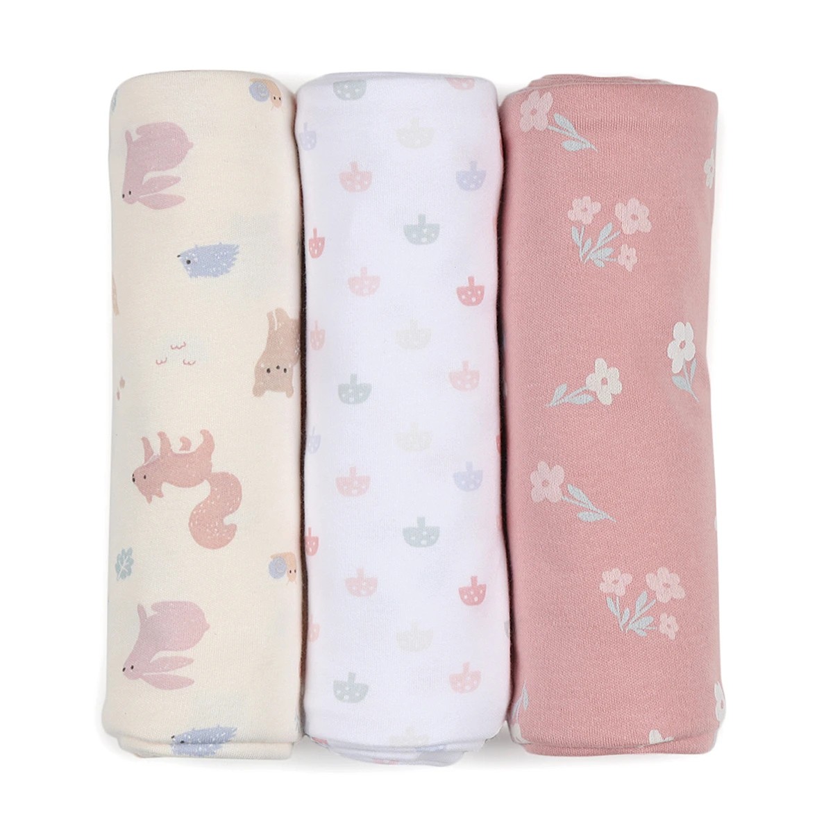 1 3 Pack Organic Cotton Interlock Wraps - Woodlands, 1 of 6