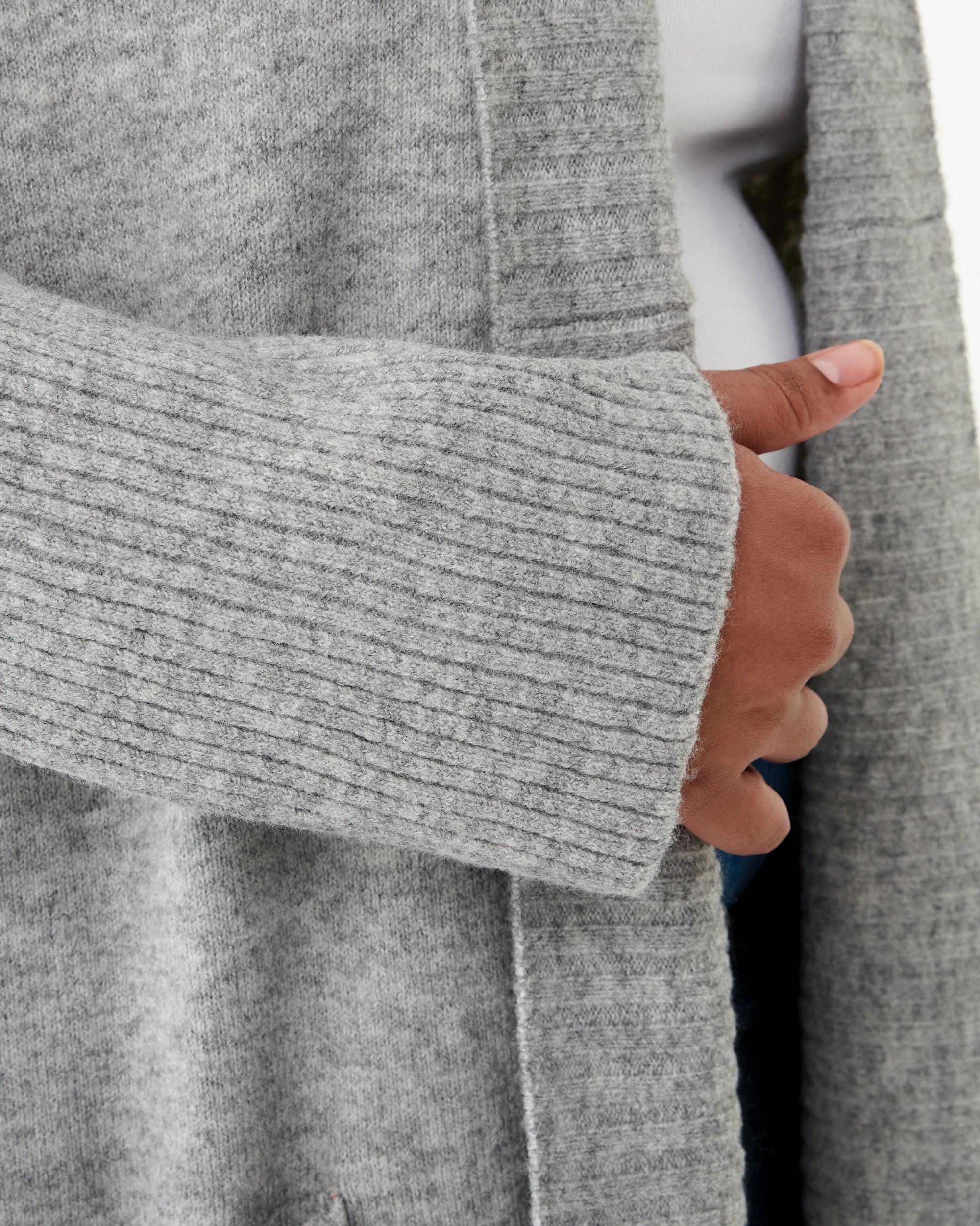 6 Curve Longline Rib Cardigan Grey Marle, 6 of 7