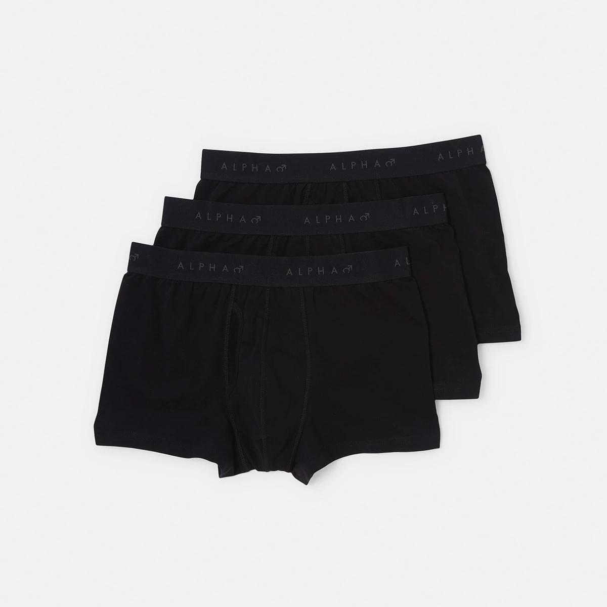 1 3 Pack Fly Front Plain Trunks BLACK, 1 of 6