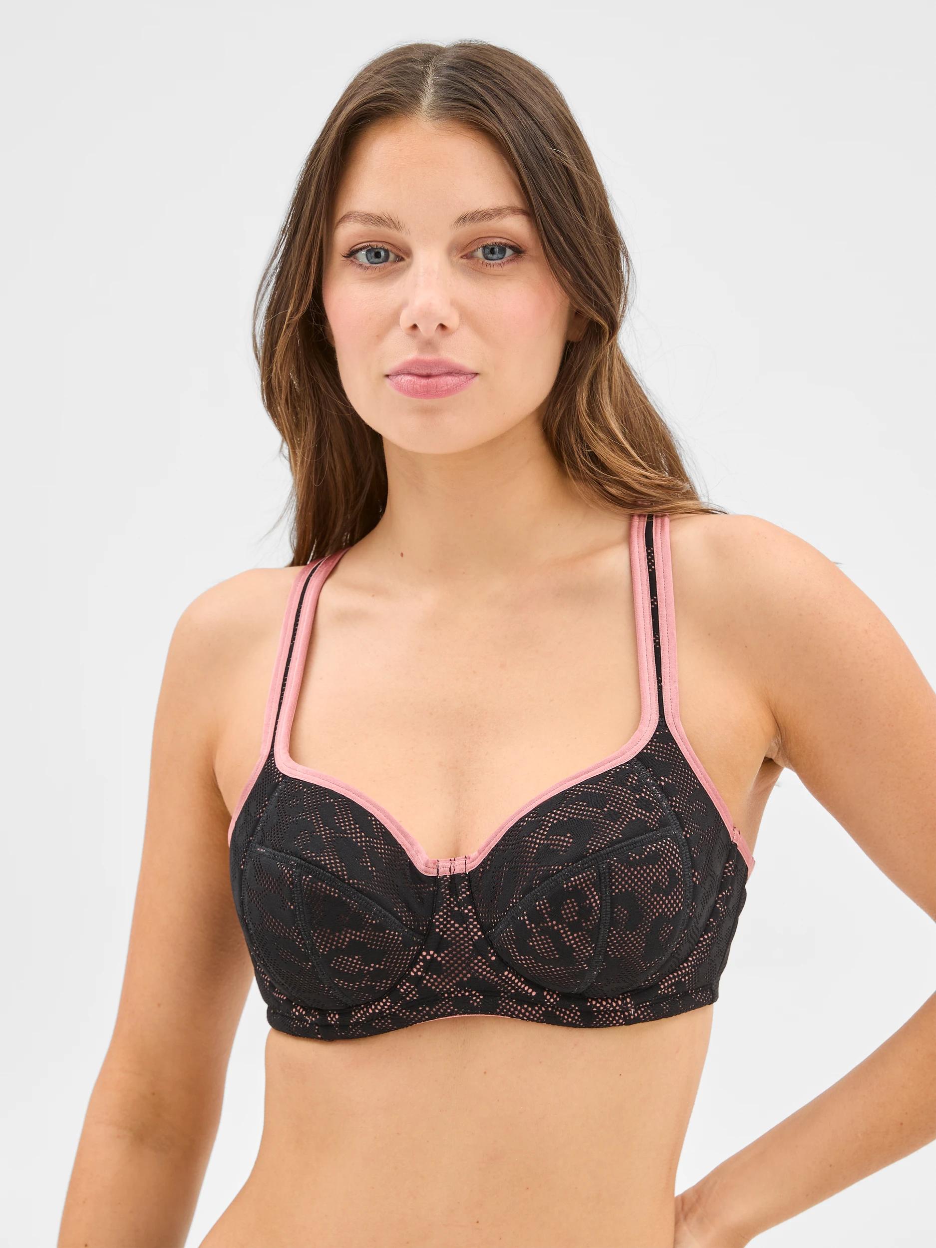 1 Target Womens High Impact Underwire Seamed Contour Sports Bra BLACK LEOPARD, 1 of 4