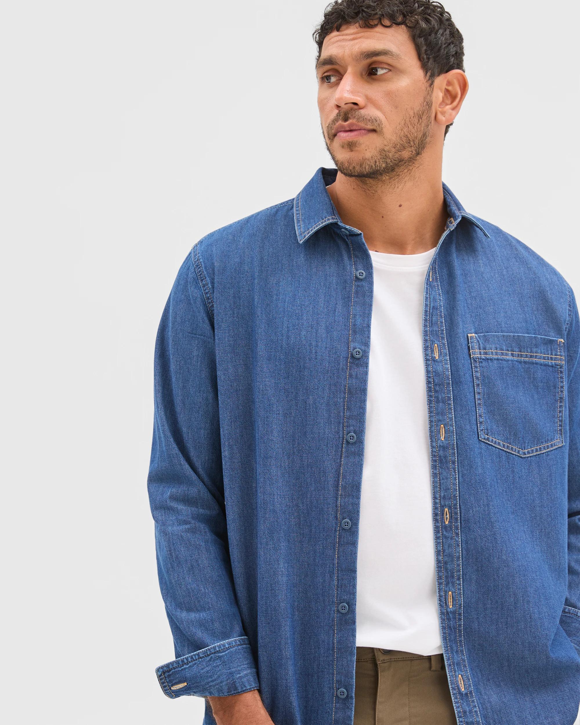 4 Target Denim Australian Cotton Denim Shirt WASHED INDIGO, 4 of 7