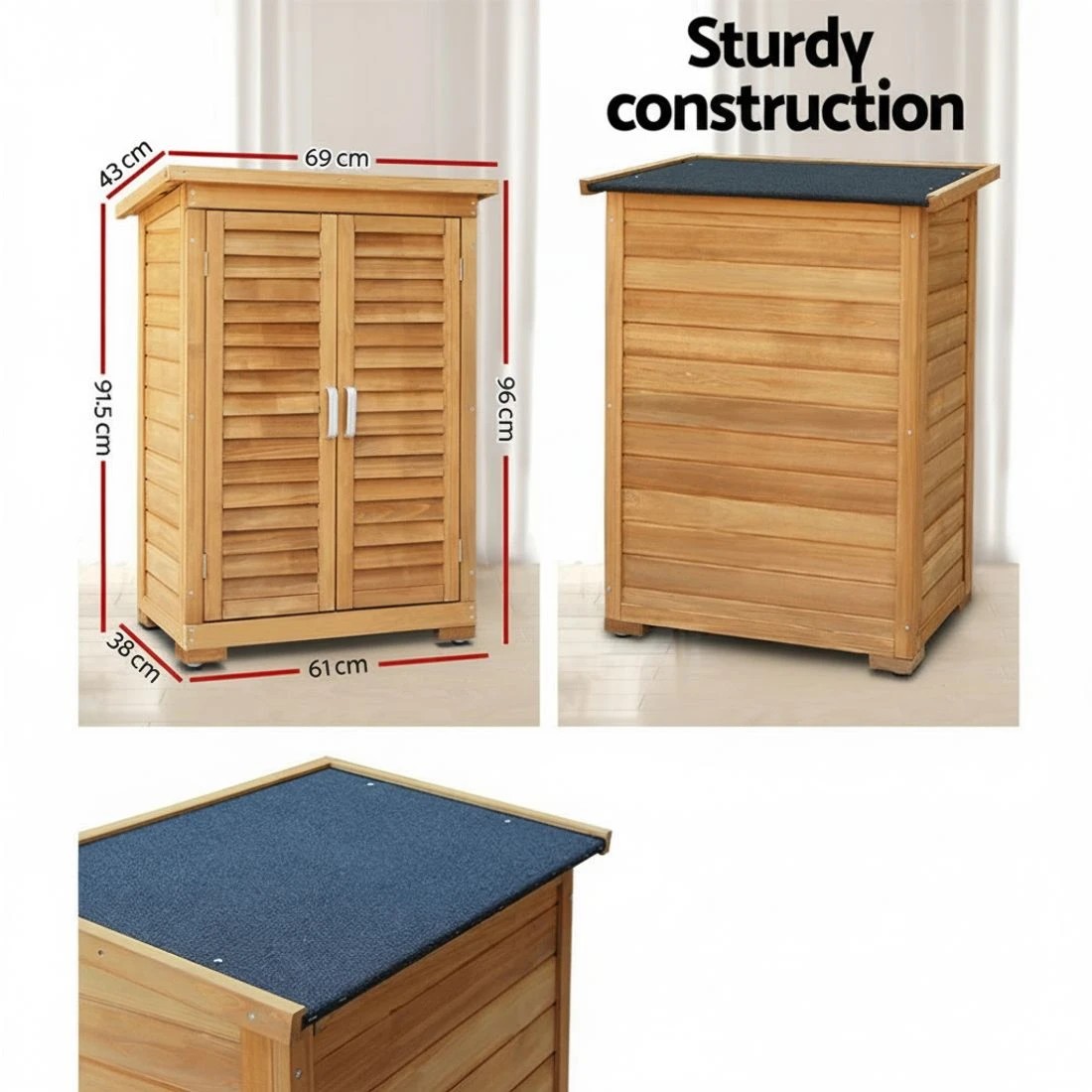 4 Gardeon Outdoor Storage Cabinet Box Wooden Portable Timber Garage Yard - Brown, 4 of 8