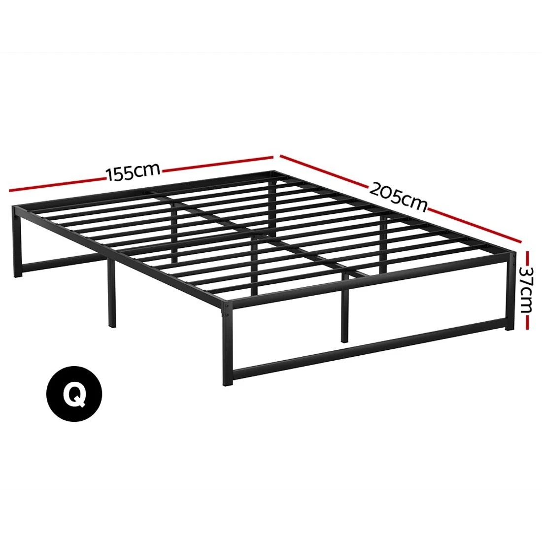 2 Artiss Bed Frame Queen Size Metal Frame TINO
 - black, 2 of 4
