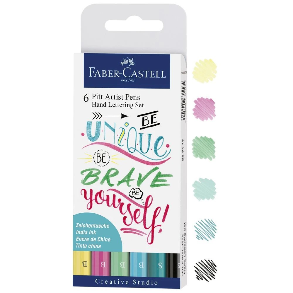 2 Faber-Castell Pitt Artist Pen Lettering Set Pastels 6 Pack, 2 of 2