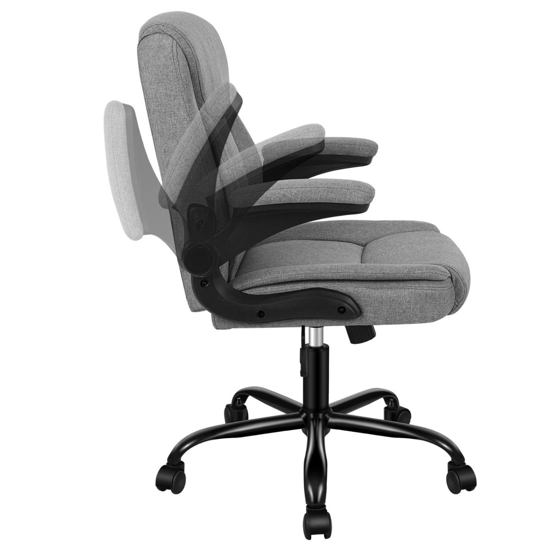 6 Alfordson Massage Office Chair Executive Computer Gaming Seat Linen Fabric - Grey, 6 of 10