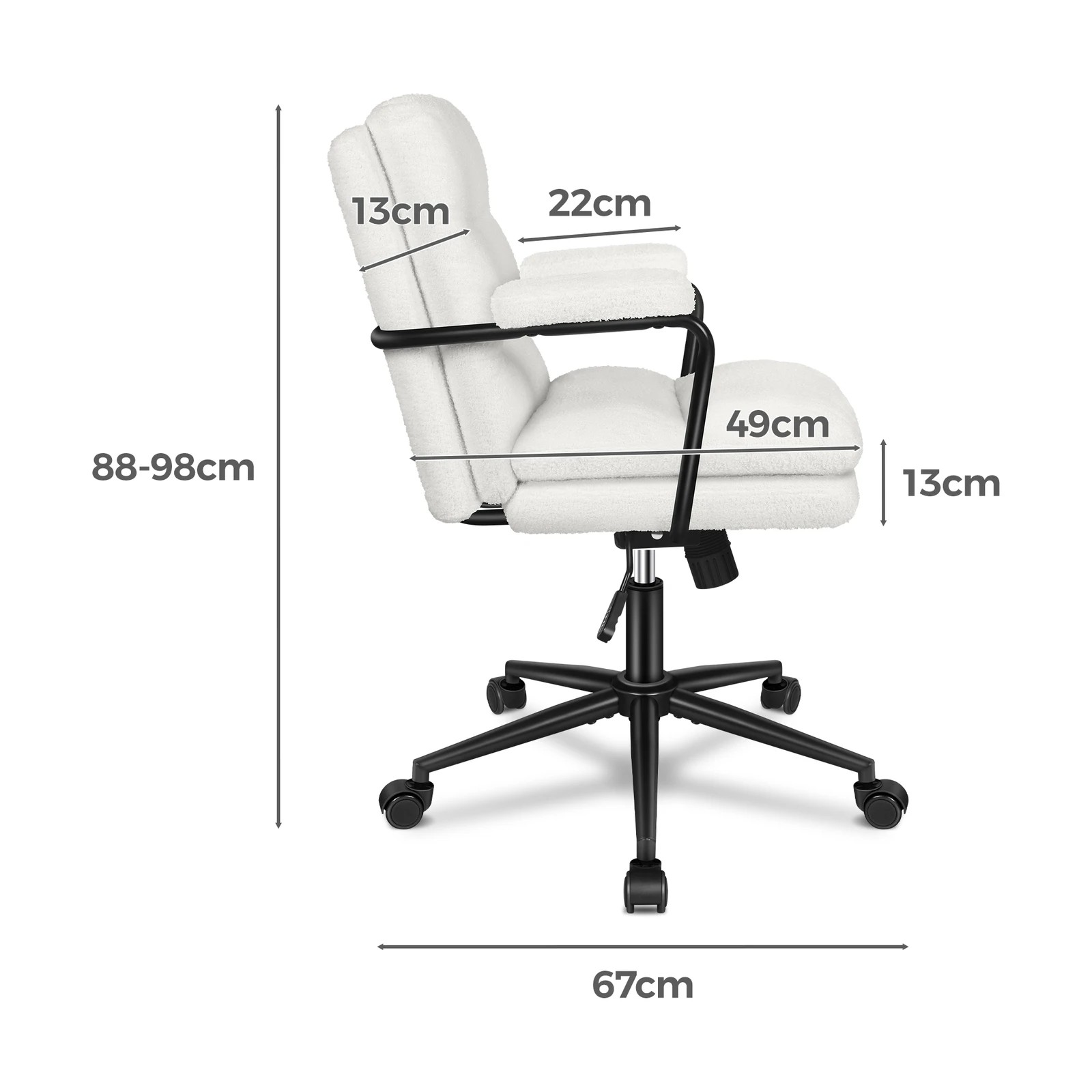 10 Alfordson Office Chair Ergonomic Executive Computer Work Seat Boucle - White, 10 of 10