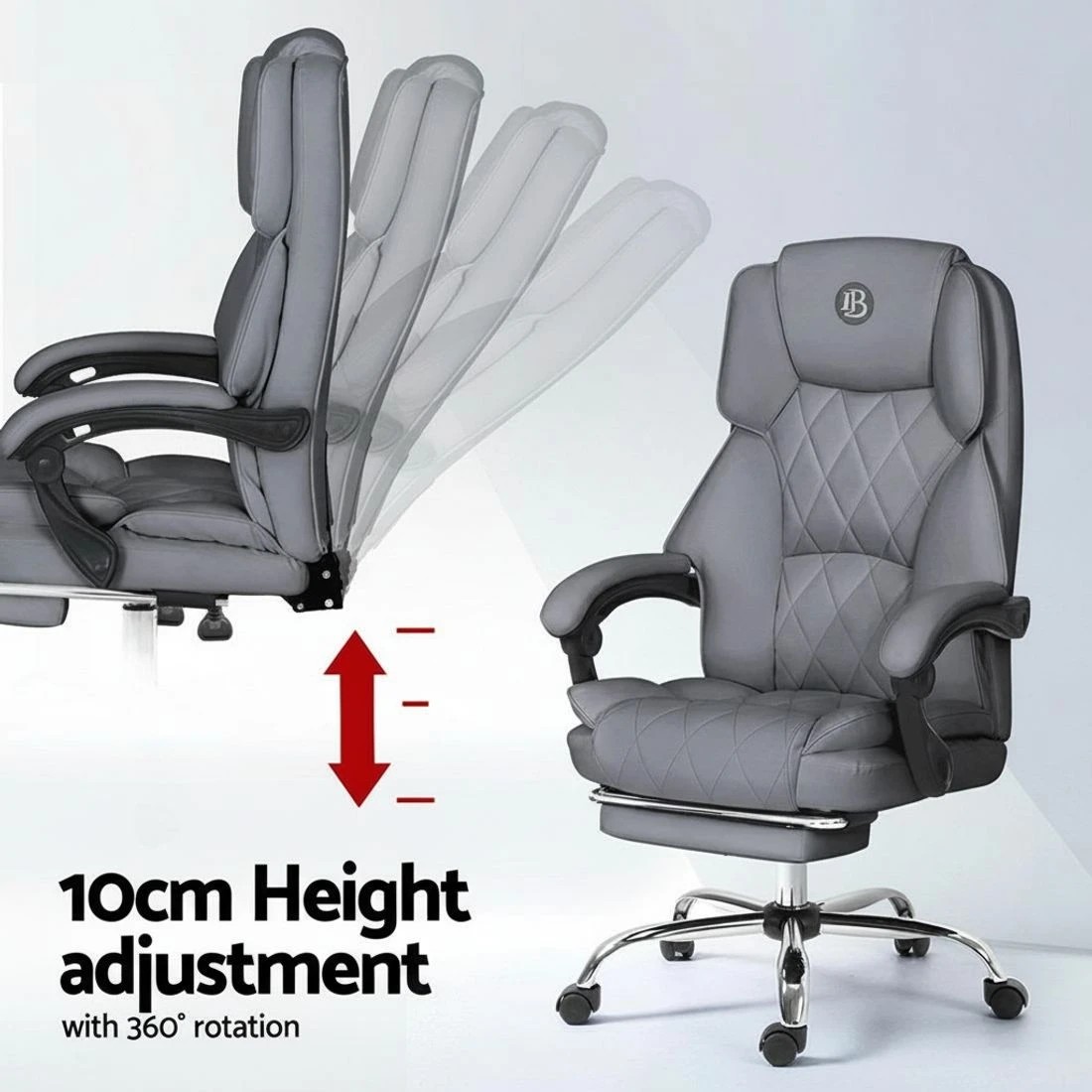 4 Artiss Executive Office Chair Footrest - Grey, 4 of 4