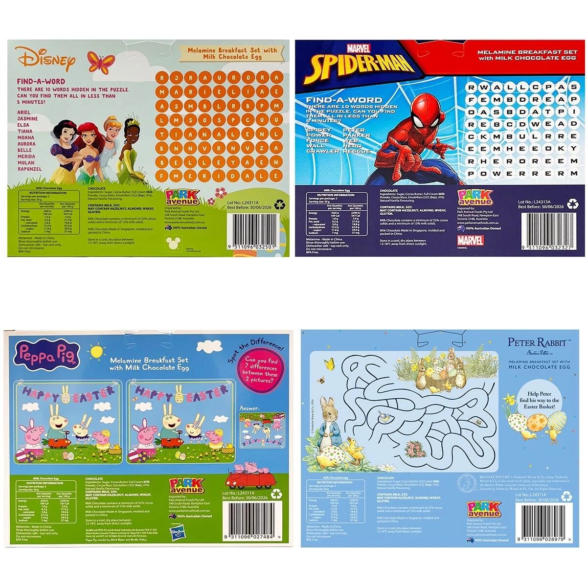 6 Park Avenue Melamine Breakfast Set with Milk Chocolate Egg 40g - Assorted, 6 of 6