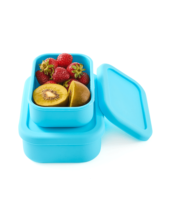 2 Pack Blue Silicone Snack Box