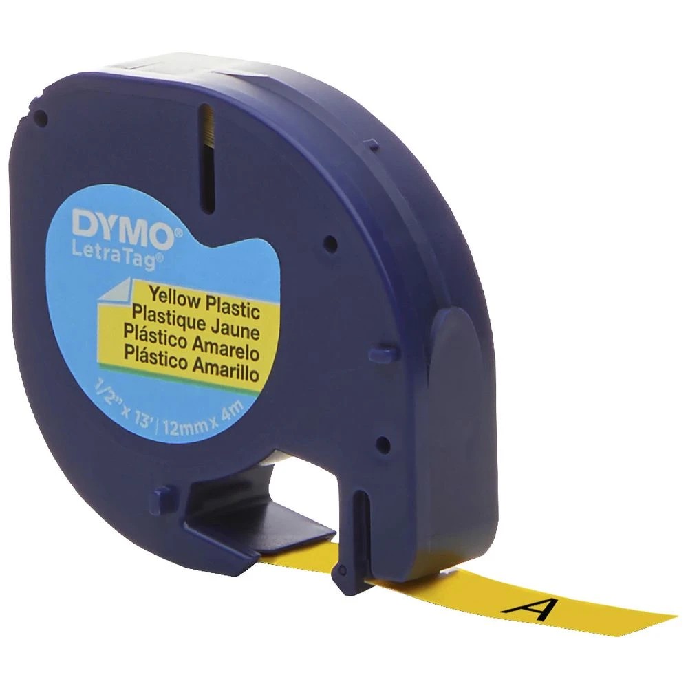 2 DYMO LetraTag Plastic Label Tape 12mm Black on Yellow, 2 of 3