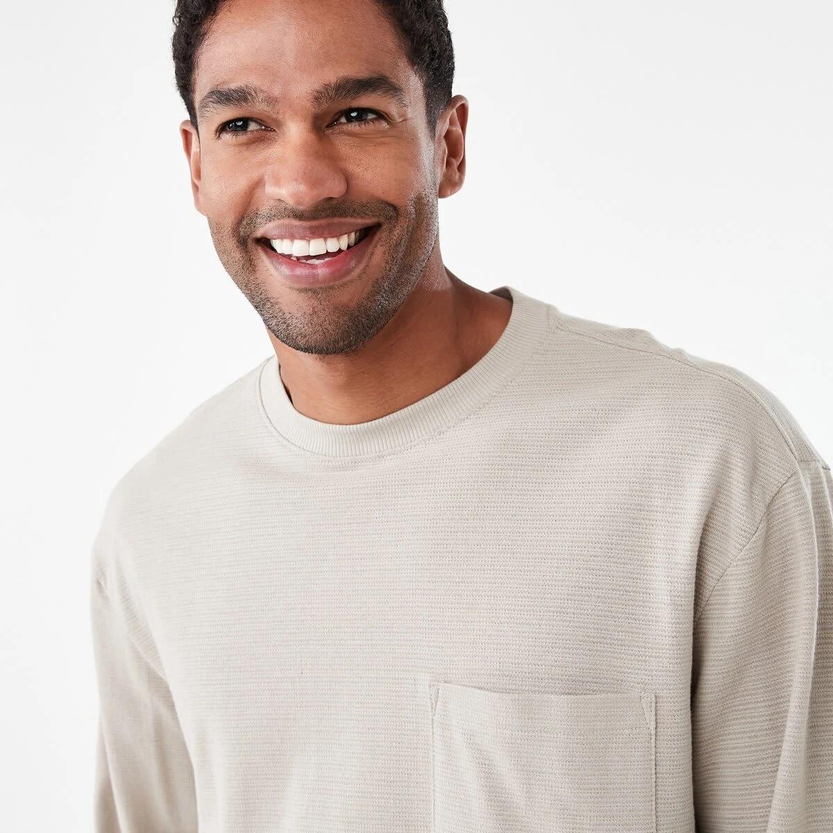 4 Long Sleeve Oversized Textured T-shirt Bge String, 4 of 5