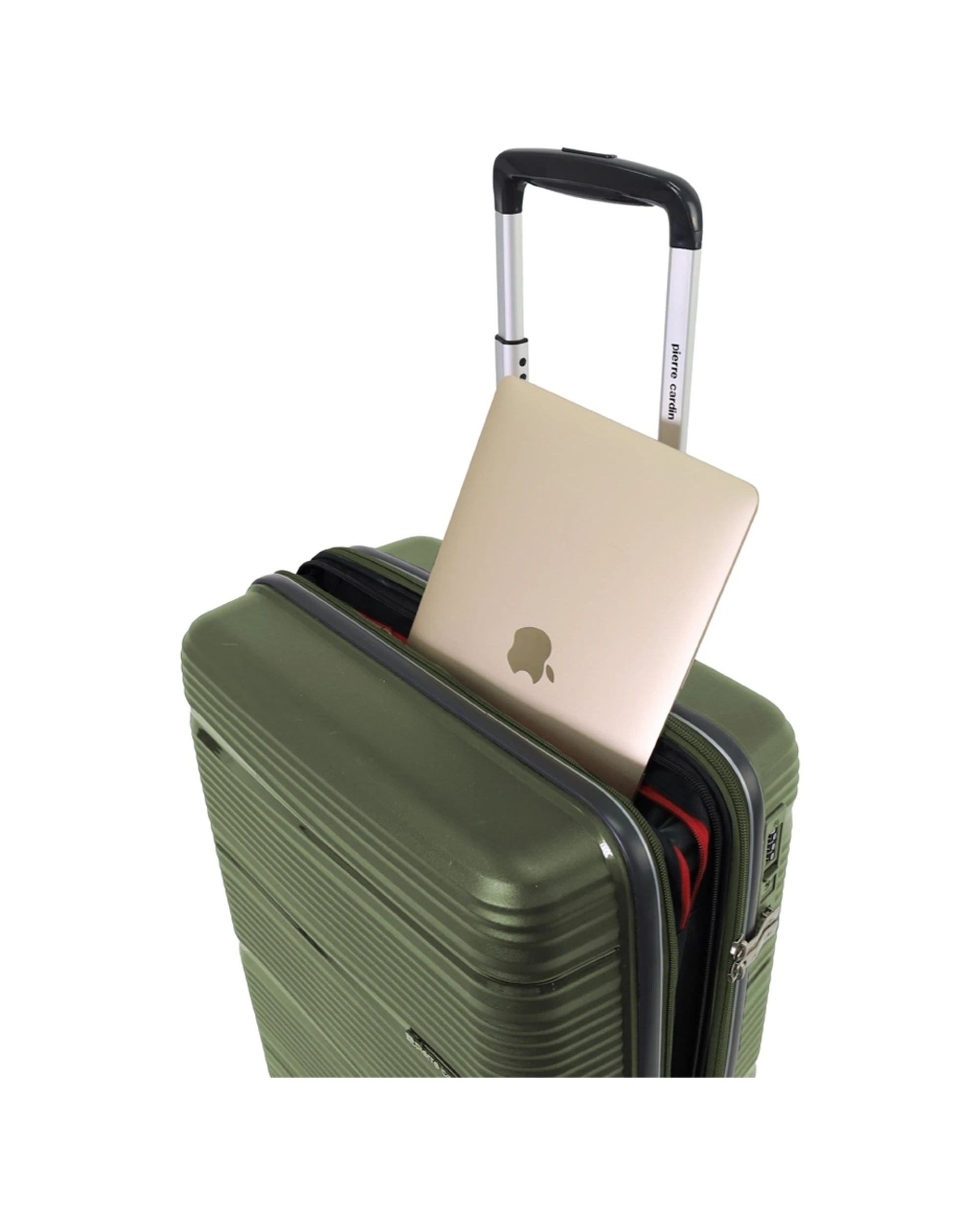 6 Pierre Cardin 2pc Polypropolene (PP) Large & Cabin Luggage Suitcase Set - Green, 6 of 7