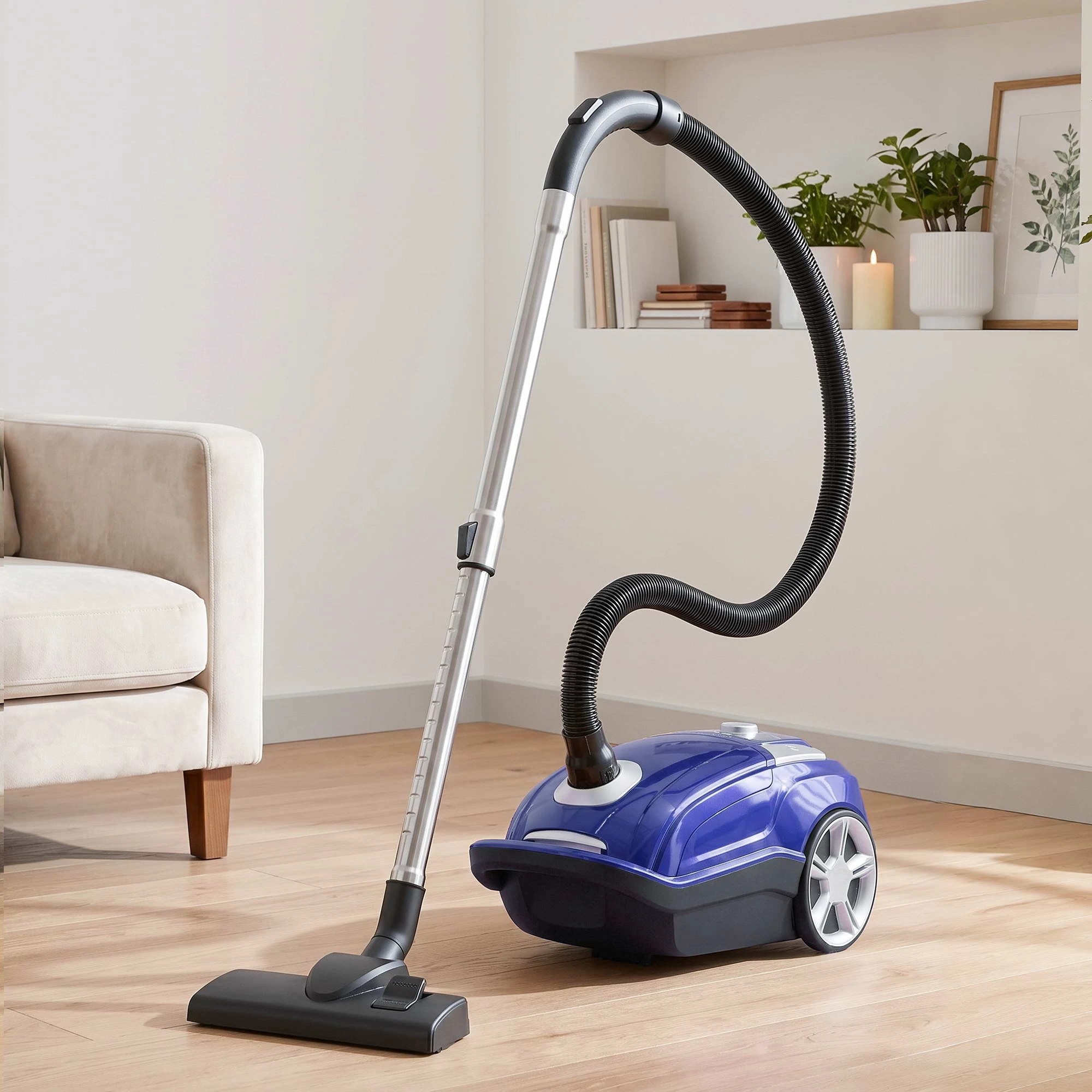 3 DEVANTI Bagged Vacuum Cleaner Powerful Suction for Carpet Wood Tile Floor - Blue, 3 of 8