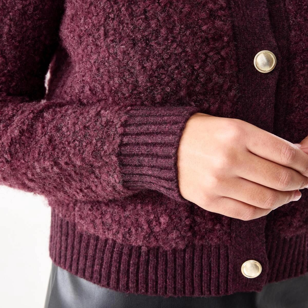 6 Pocket Textured Cardigan Mulberry, 6 of 10