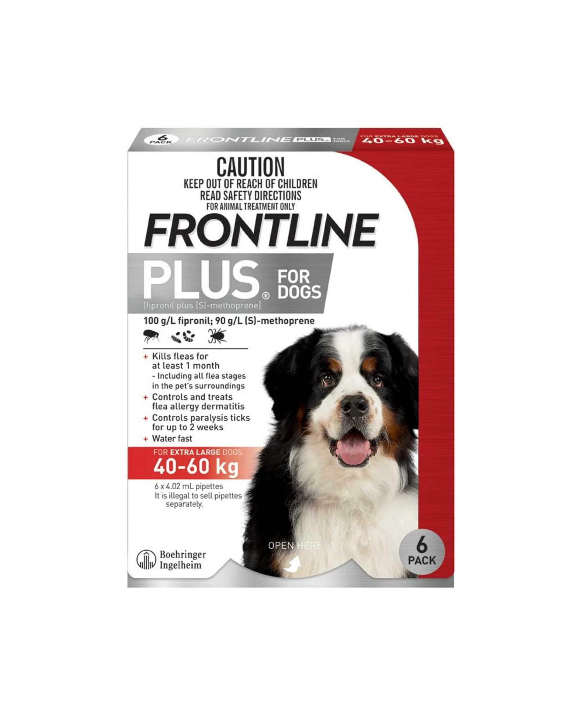 1 Frontline Plus Dog 40-60kg X/Lge 3pk Red, 1 of 2