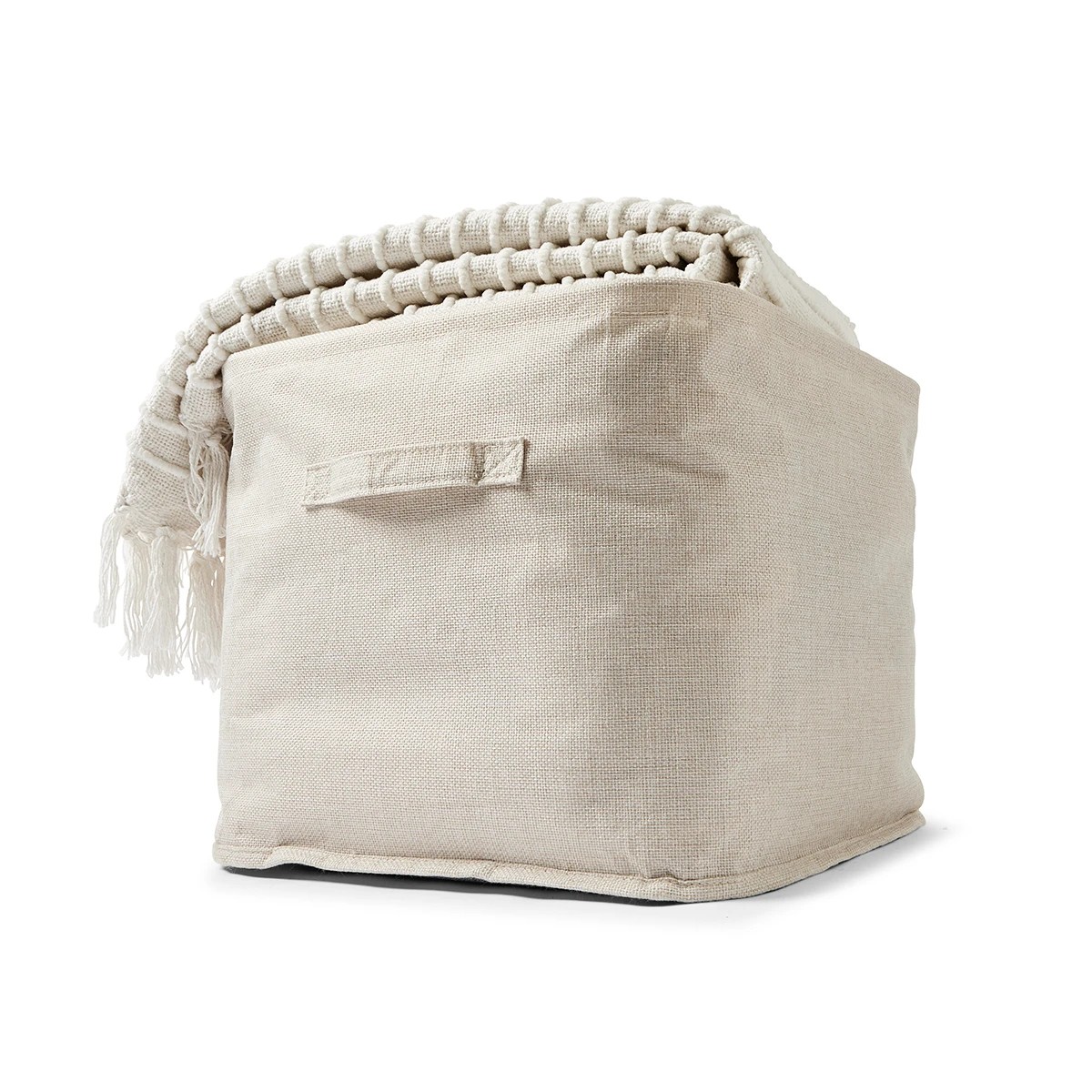 3 Linen Look Open Storage Box - Beige, 3 of 9
