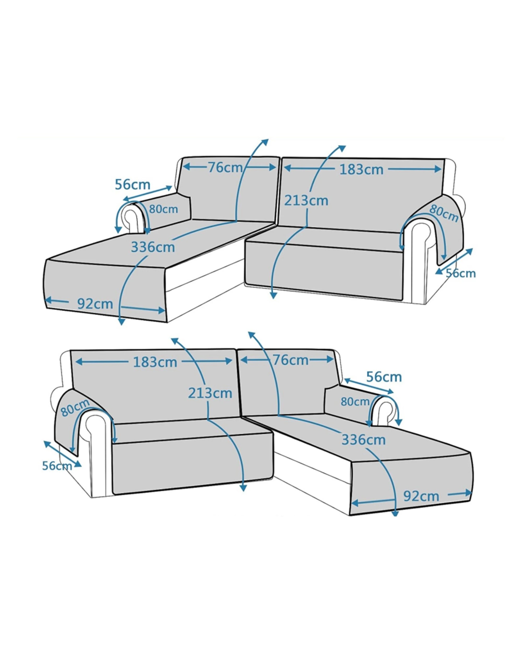 5 Smarcute 3 Seater and 1 Chaise Lounge L-shaped Reversible Sofa Cushion - Blue, 5 of 5