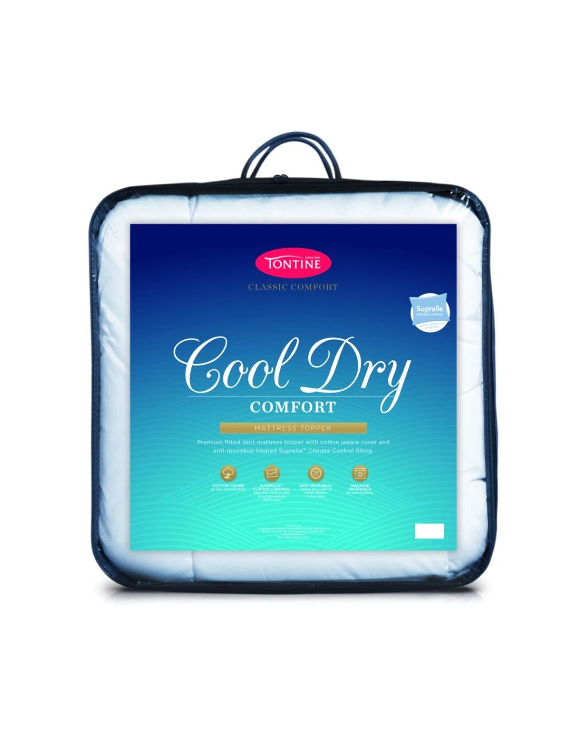 1 Tontine Classic Comfort Cool Dry Mattress Topper Climate Control - White, 1 of 4