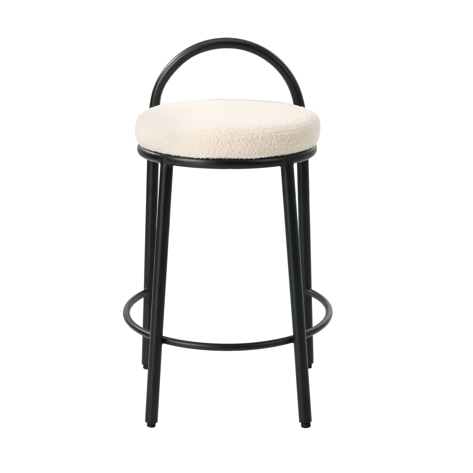 6 Oikiture 4x Bar Stools Dining Chairs Round Counter Seat Boucle - White, 6 of 9