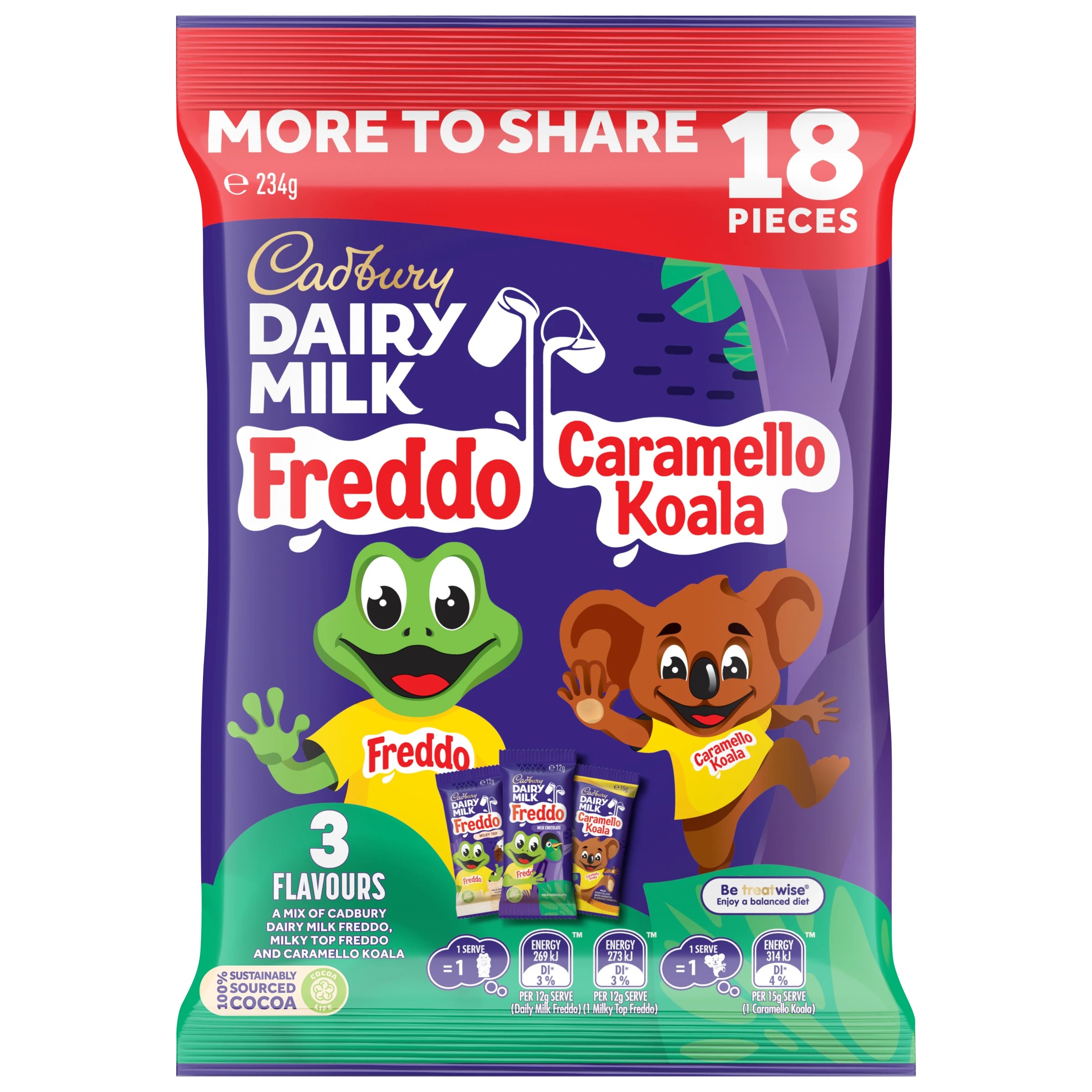 1 18 Piece Cadbury Dairy Milk Freddo Variety Pack 234g, 1 of 2