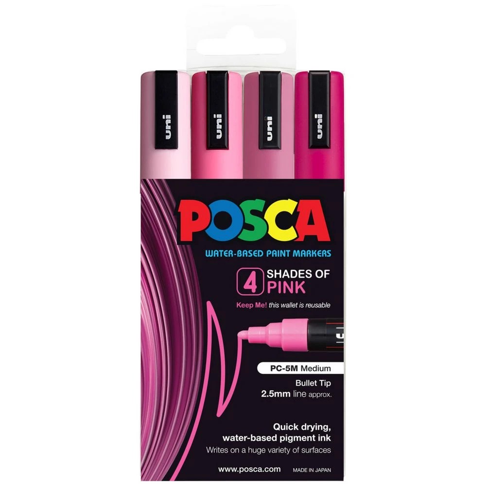 1 Posca PC-5M Paint Marker Pink 4 Pack, 1 of 10