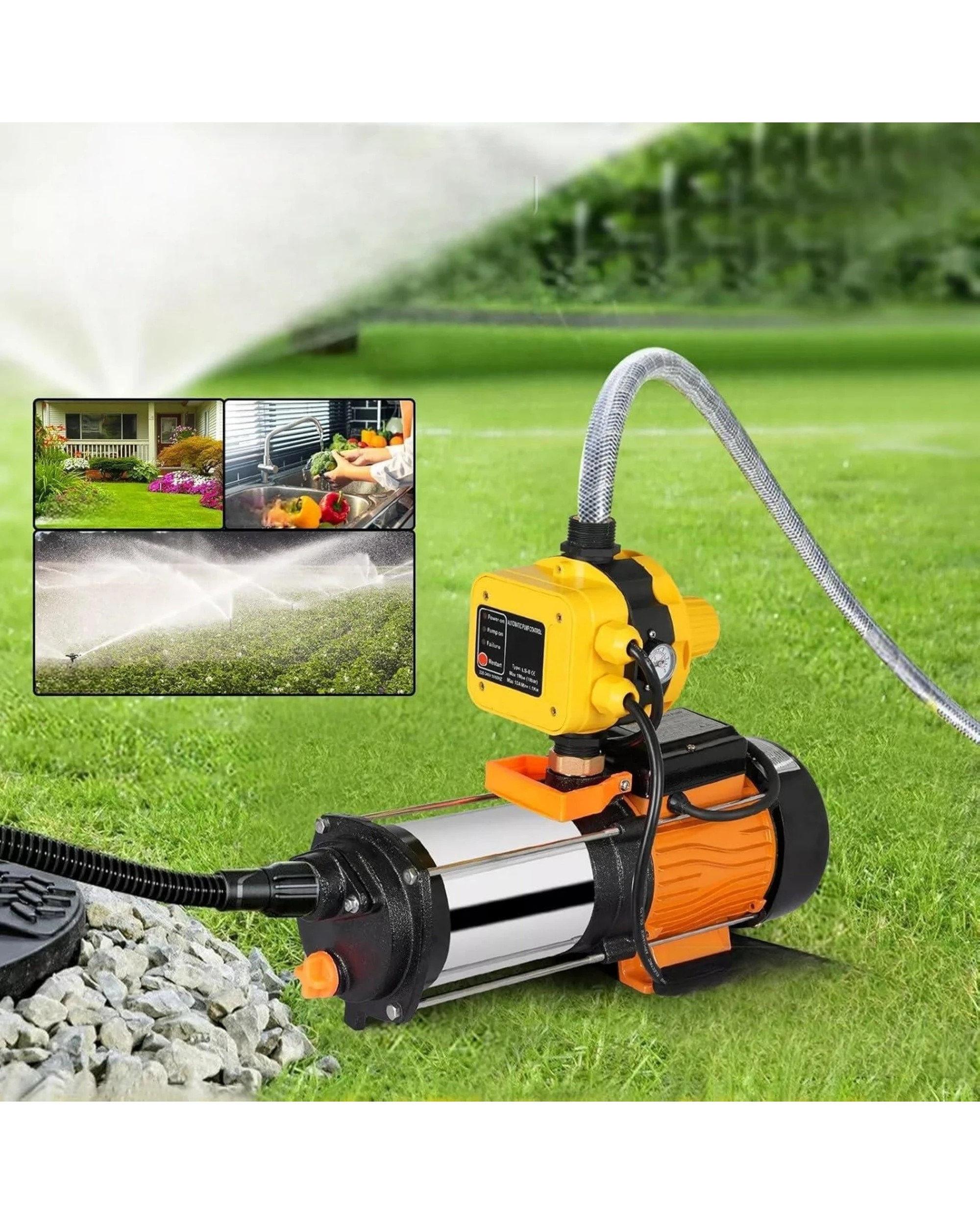 2 Advwin Water Pump 2000W Automatic High Pressure Pump with Controller
 7800L/H 3.5HP - Orange, 2 of 7