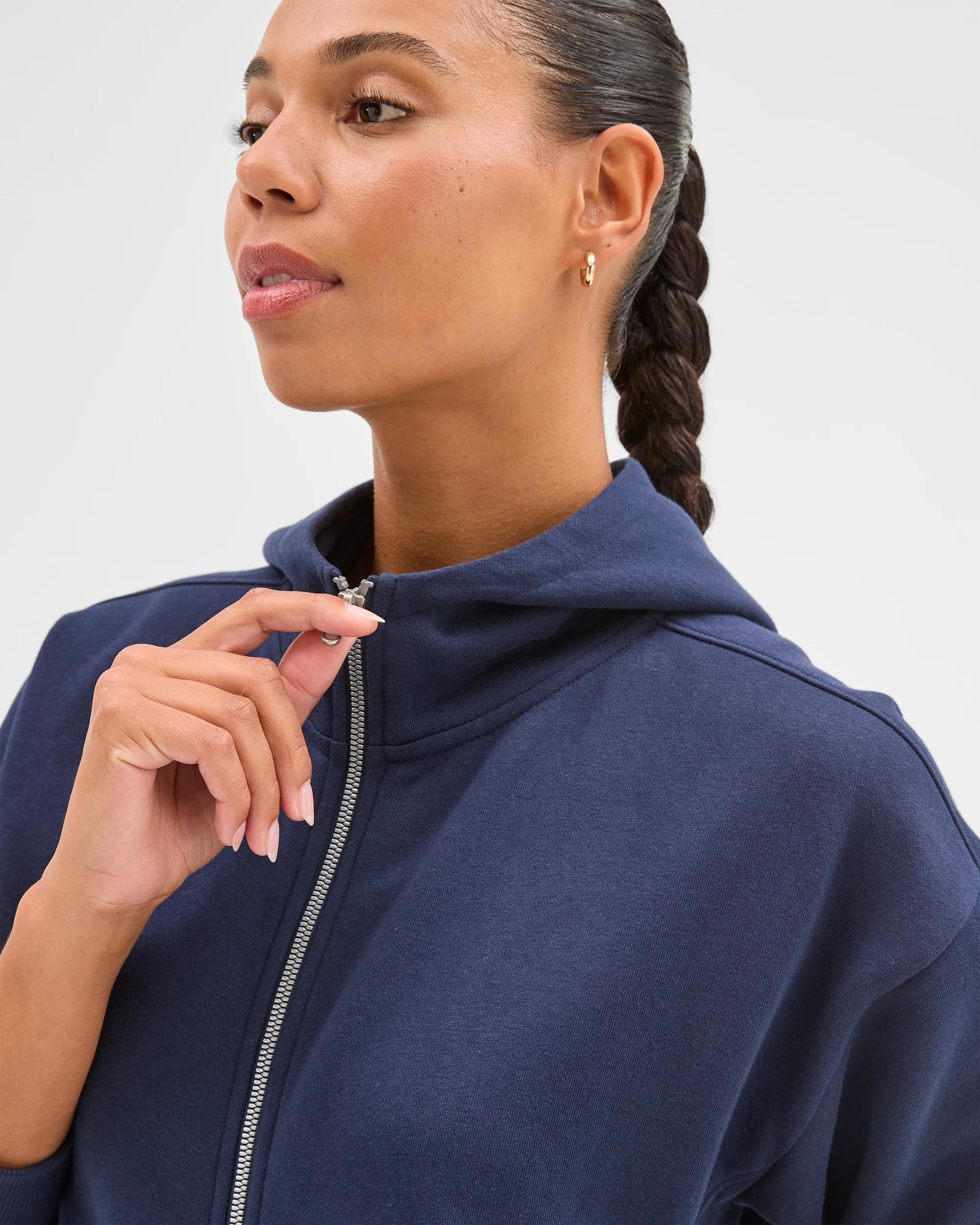 4 Target Active Australian Cotton Blend Fleece Zip Through Hoodie MARINE NAVY, 4 of 6
