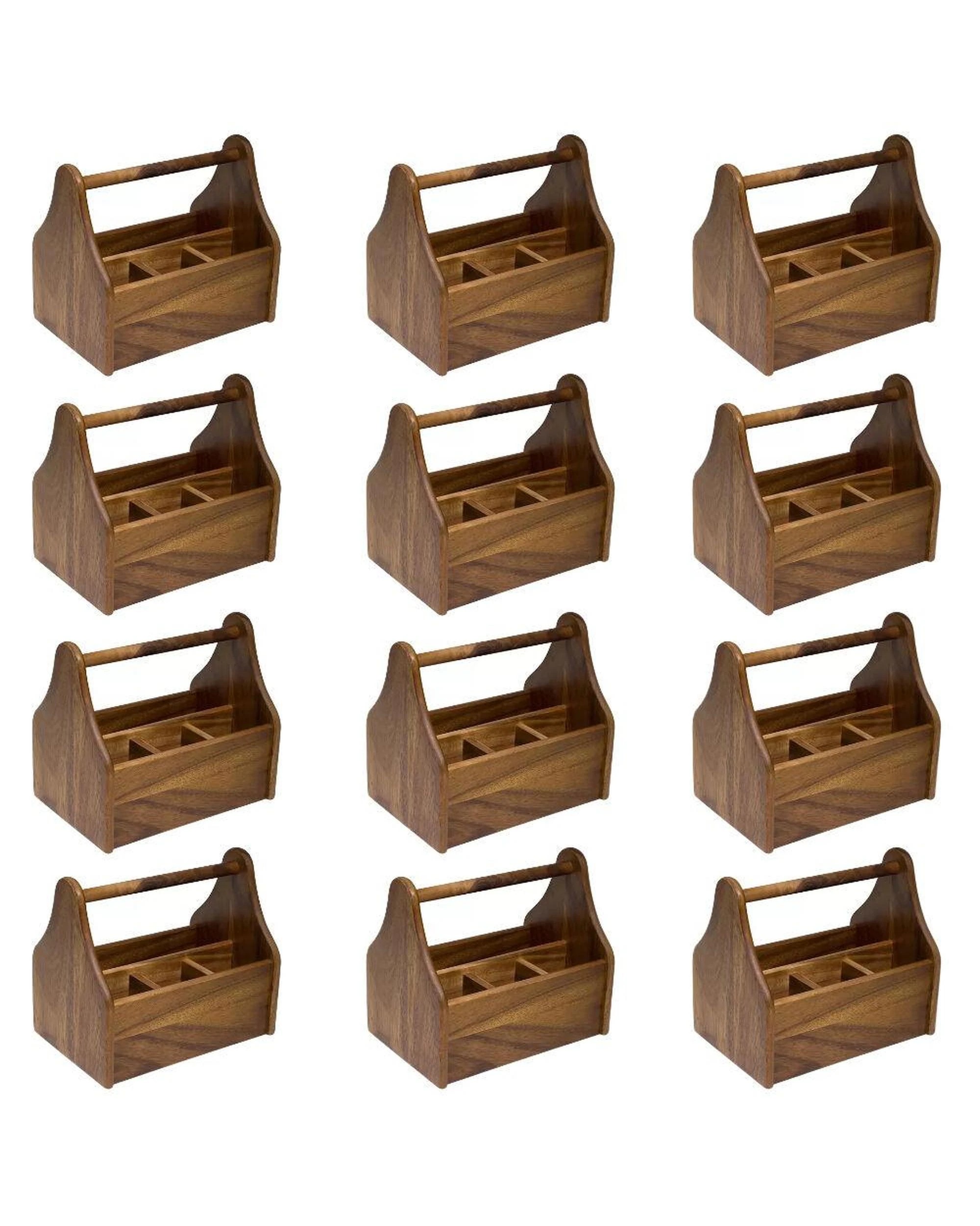 1 Moda Artisan Acacia Wood Cutlery Caddy Set of 12, 1 of 3