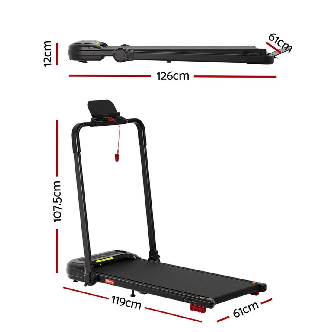 2 Everfit Treadmill Electric Walking Pad with Incline Foldable for Home Gym - Black, 2 of 7