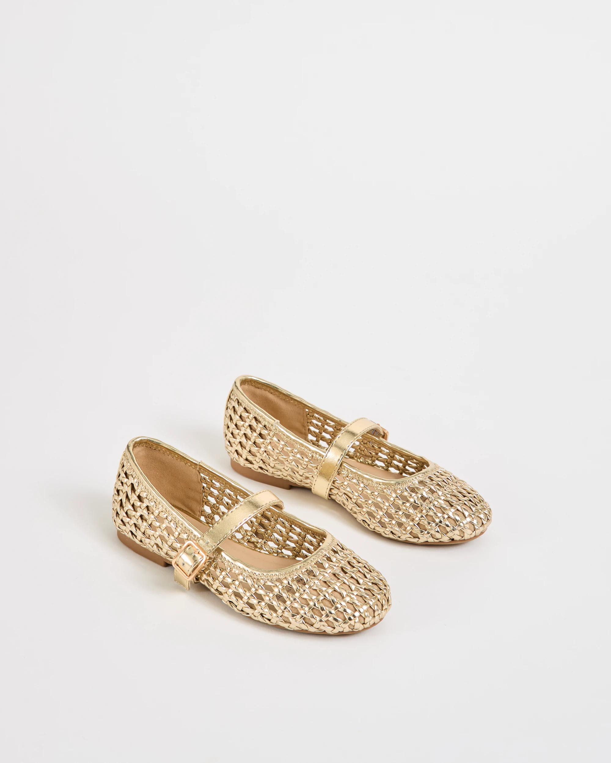 2 Target Kids Metallic Weave Ballet Flats GOLD, 2 of 3