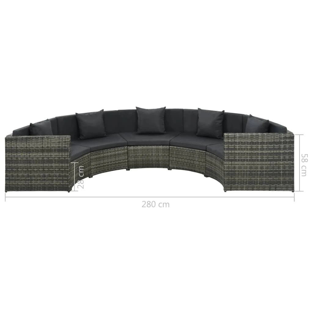 4 vidaXL 7 Piece Garden Lounge Set With Cushions Poly Rattan - Grey, 4 of 6