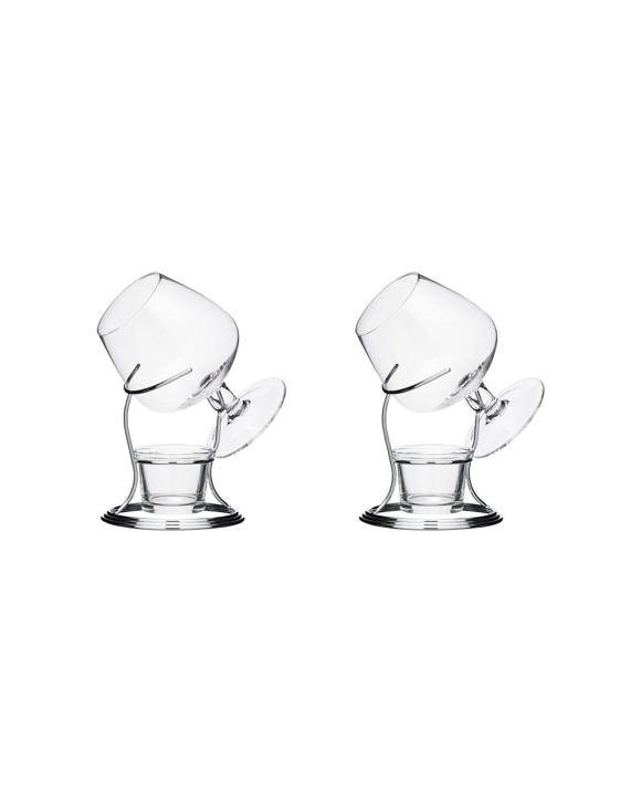 BarCraft 2PK Brandy And Cognac Glass Cup With Warmer Stand Set 350ml - Multi