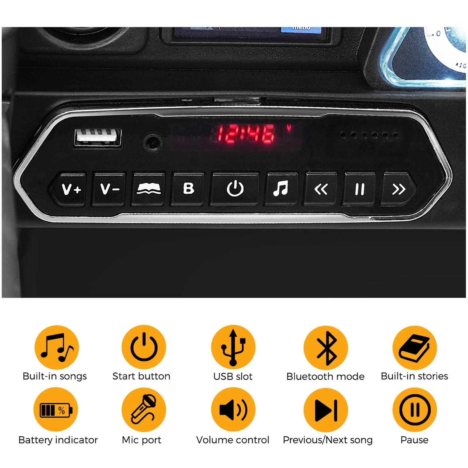 6 Mazam Ride On Car Kids Electric Jeep Bluetooth Light Music Remote Control
 - Black, 6 of 10
