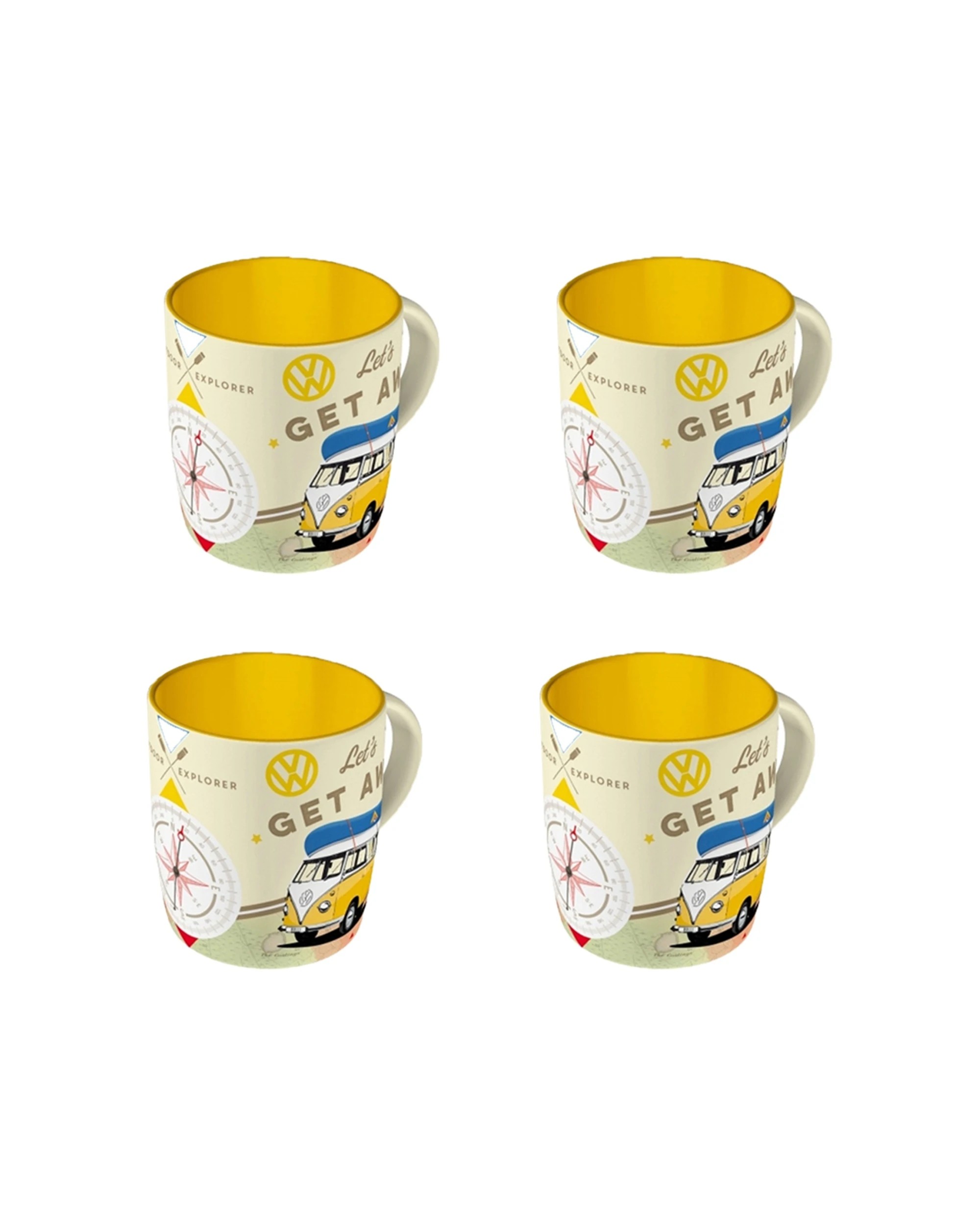1 Nostalgic-Art 4PK Ceramic Mug 330ml Retro Design - Gift Box Combo Kombi Lets Get Away - White, 1 of 5