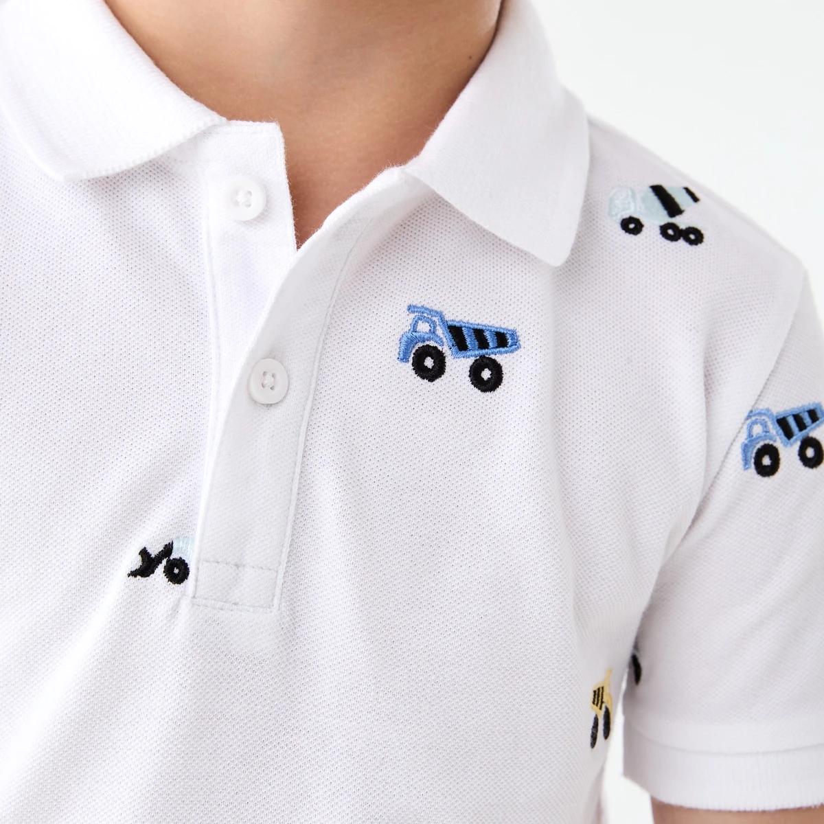 4 Embroidery Polo T-shirt SIMPLE MINI DIGGER WHITE, 4 of 6