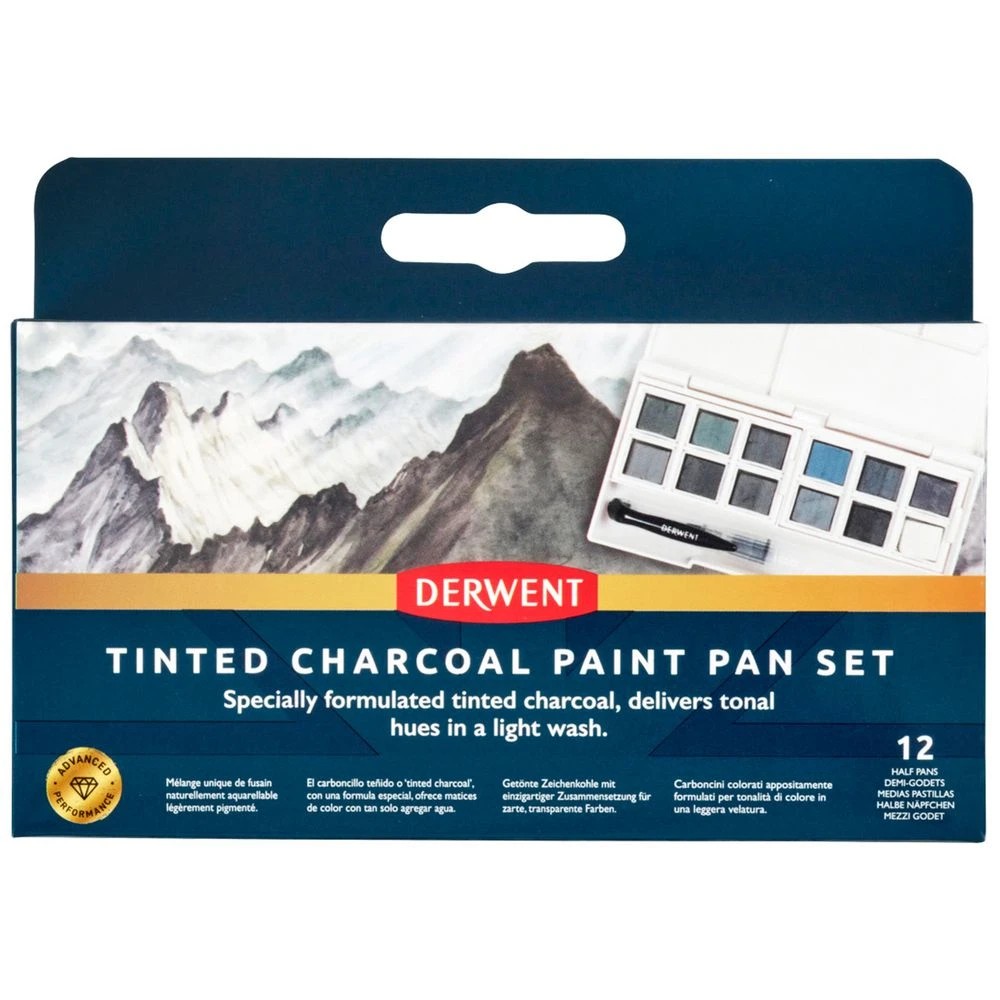 1 Derwent Tinted Charcoal Paint Pan 12 Pack, 1 of 4