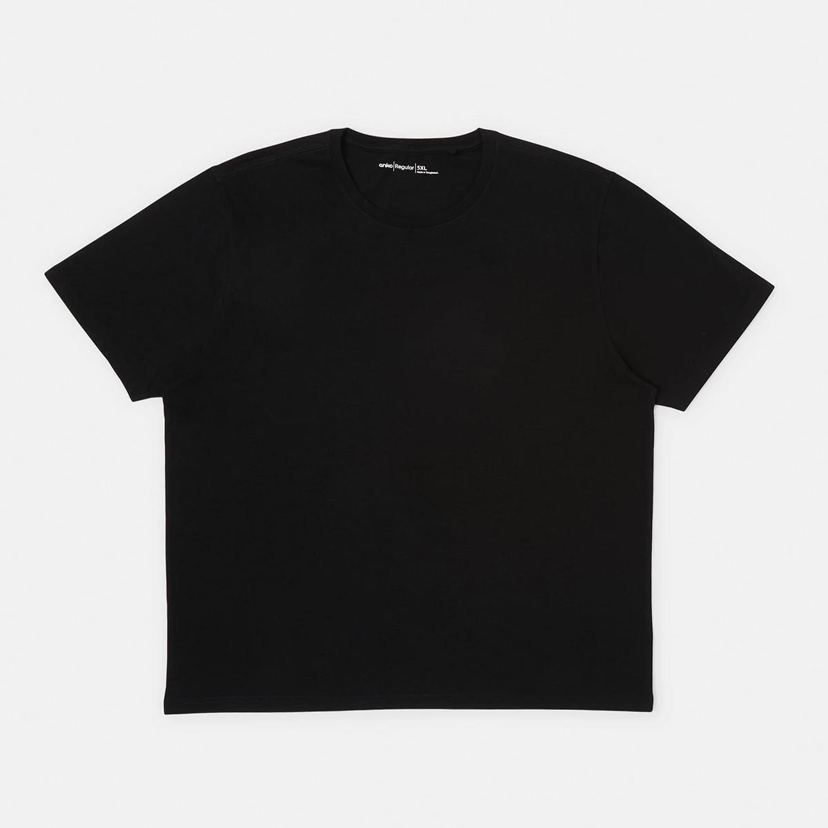 5 Men's Larger Size Basic Short Sleeve T-shirt Black, 5 of 7
