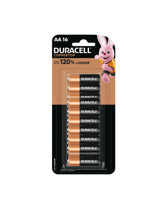 16 Pack Duracell Coppertop Alkaline AA Batteries