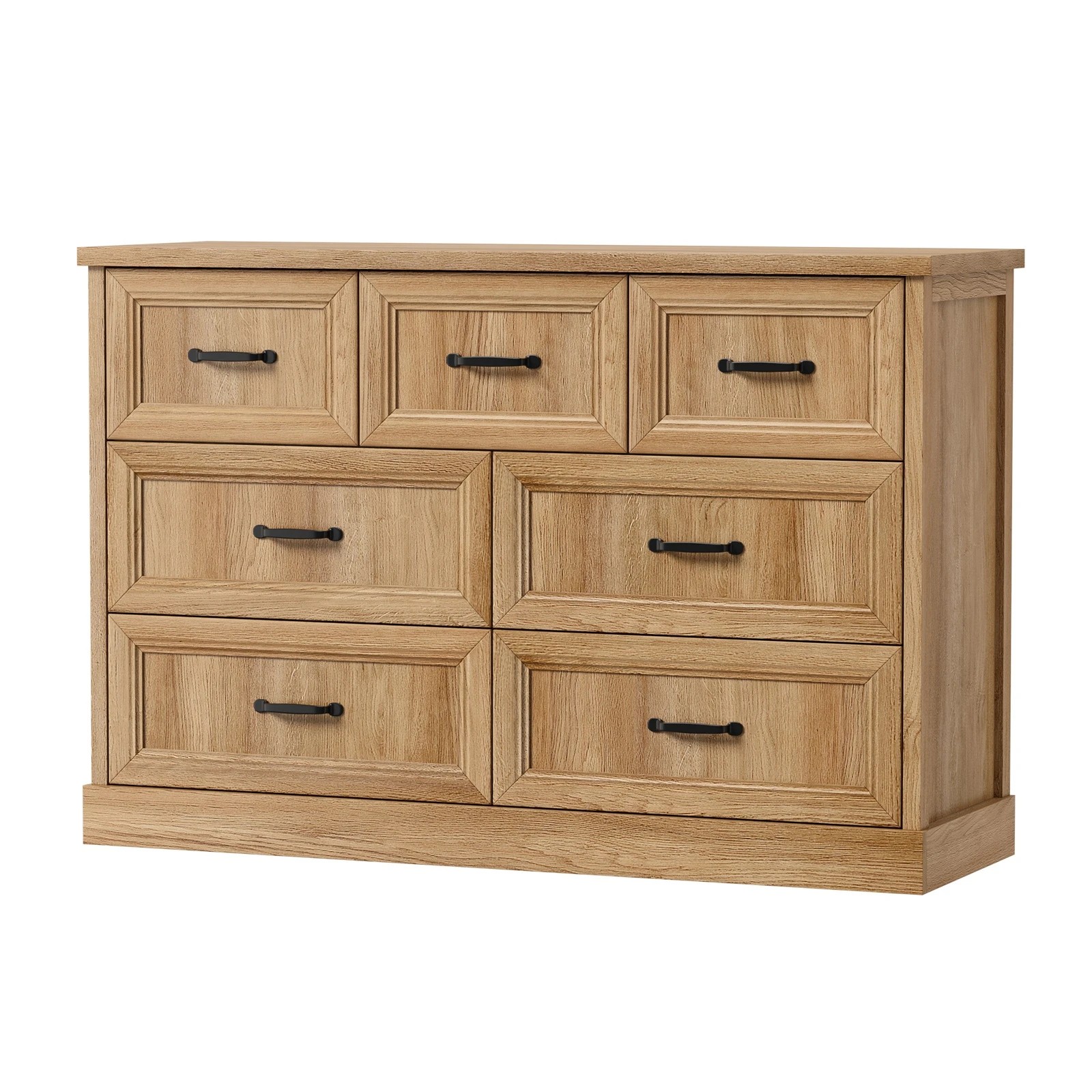 1 Oikiture 7 Chest of Drawers Bedside Dresser Tallboy Storage Bedroom - Natural, 1 of 10