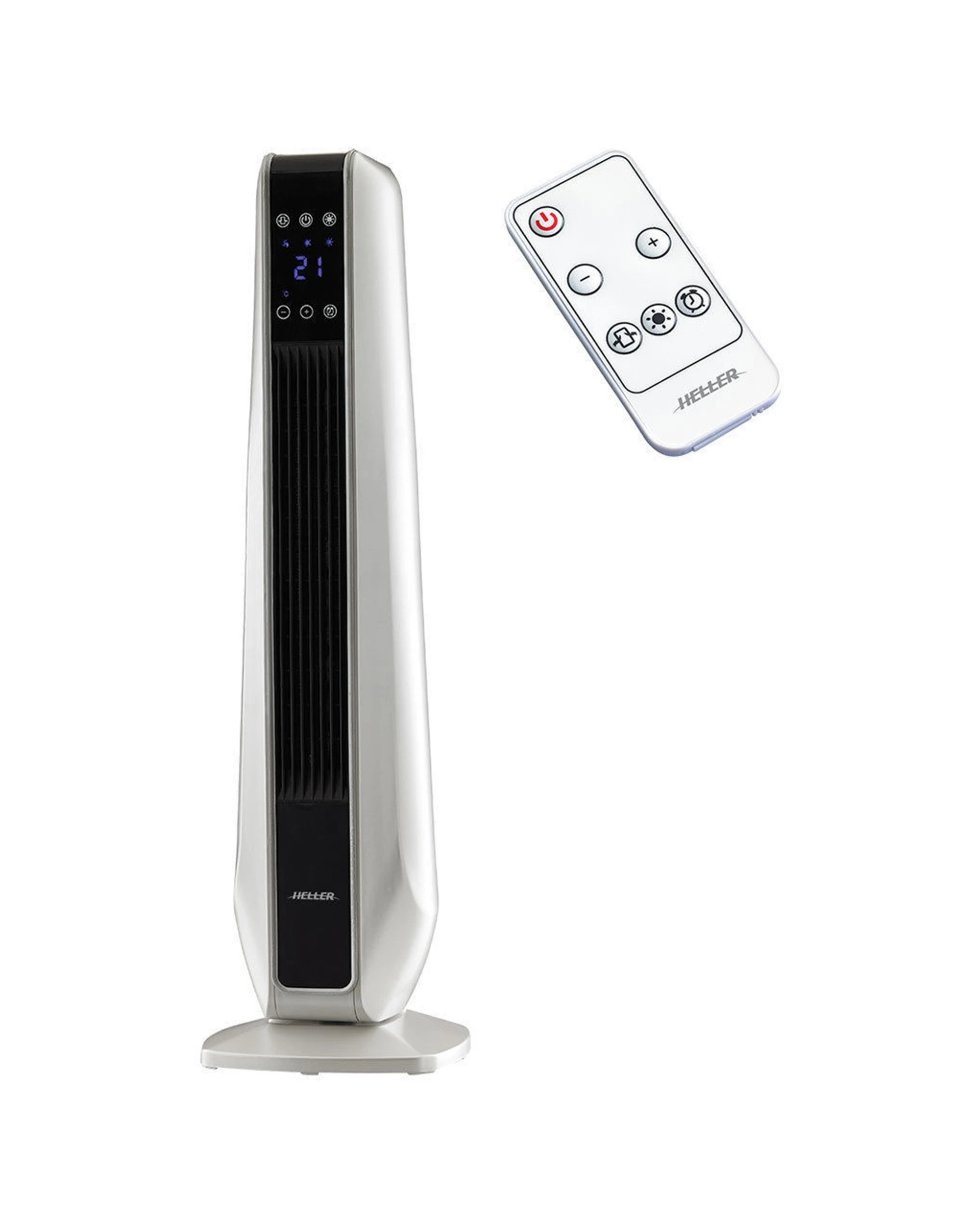 1 Heller 2400w Ceramic Tower Heater W/ Remote/touch Screen/thermostat/led Display - Black, 1 of 3