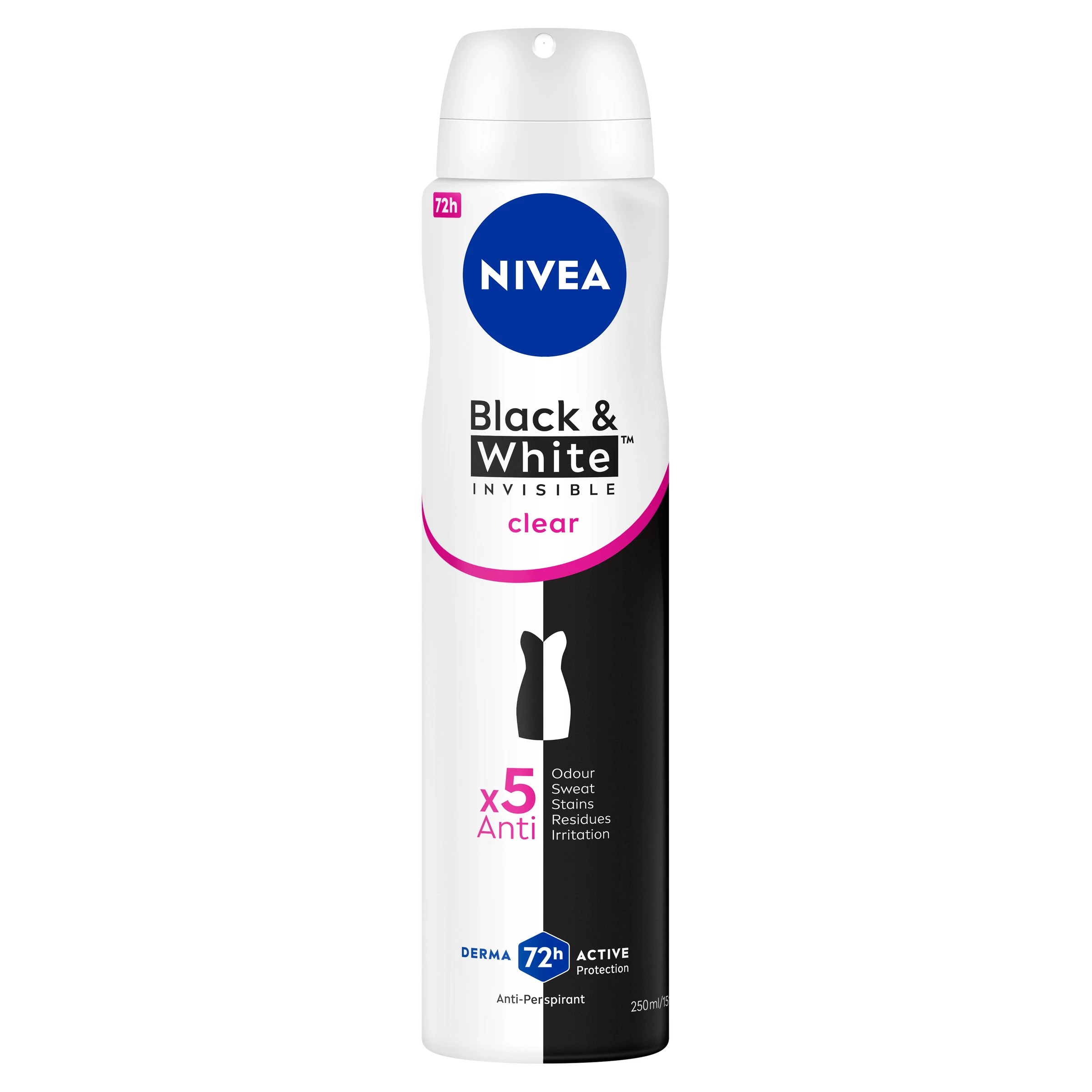 1 Nivea Black & White Invisible Clear Anti-Perspirant Aerosol Deodorant 250ml, 1 of 7