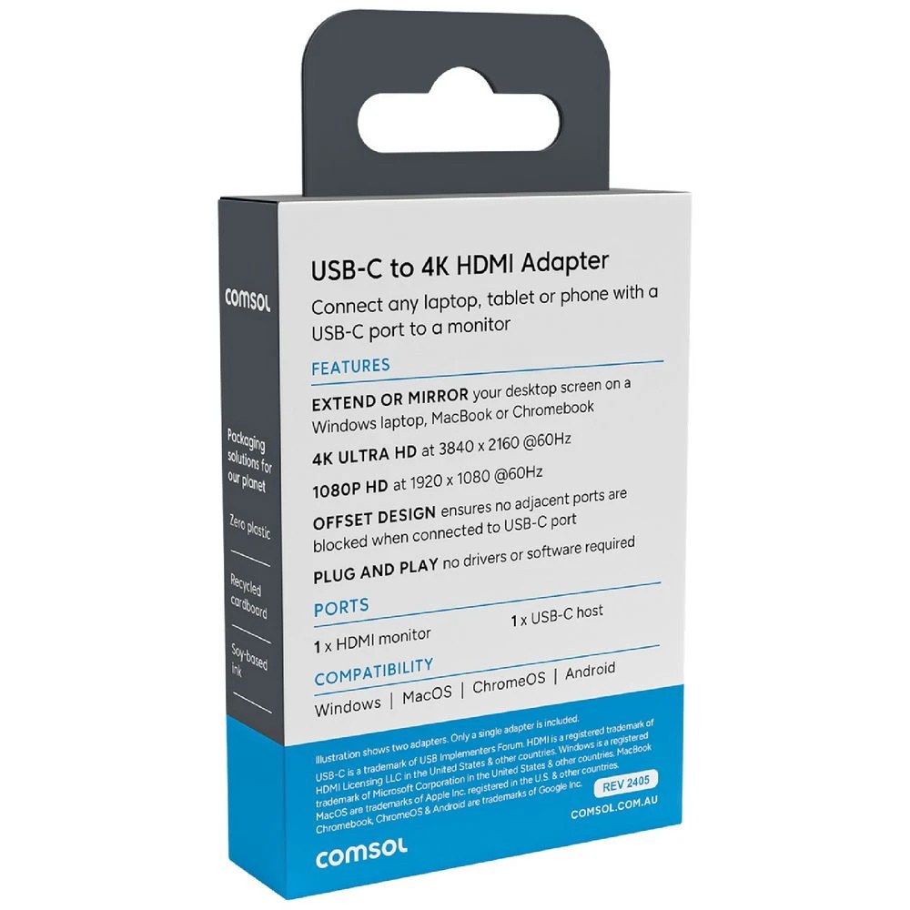 3 Comsol USB-C to 4K HDMI Mini Adapter Grey, 3 of 4