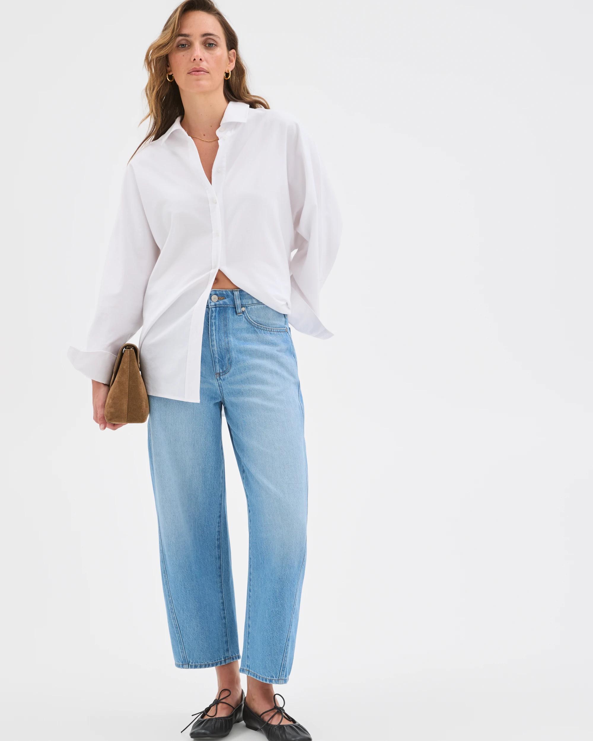 2 Target Denim Harper Barrel Leg Denim Jeans FADED BLUE, 2 of 7