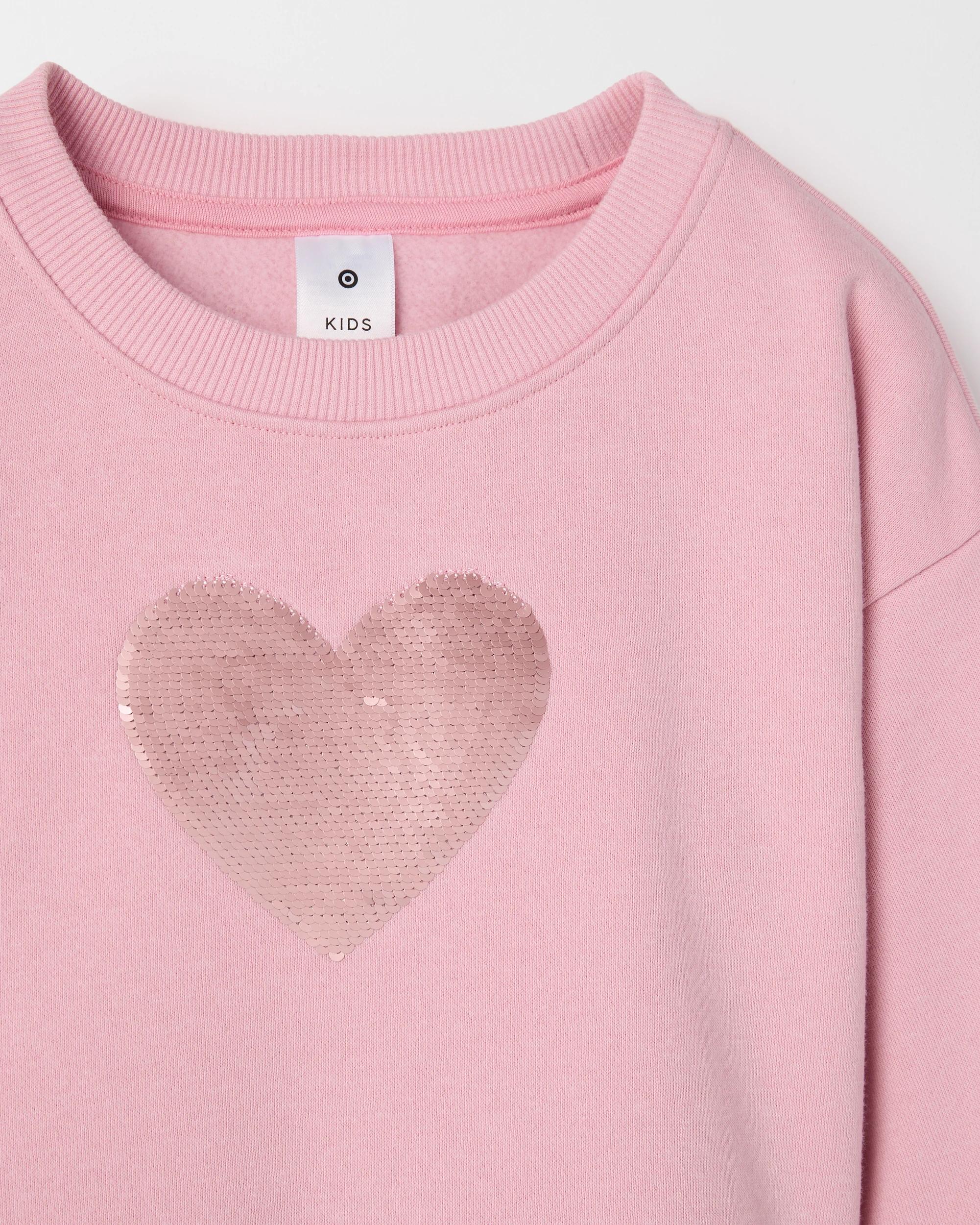 2 Target Kids Australian Cotton Blend Fleece Tulle Jumper Dress PINK HEART, 2 of 3