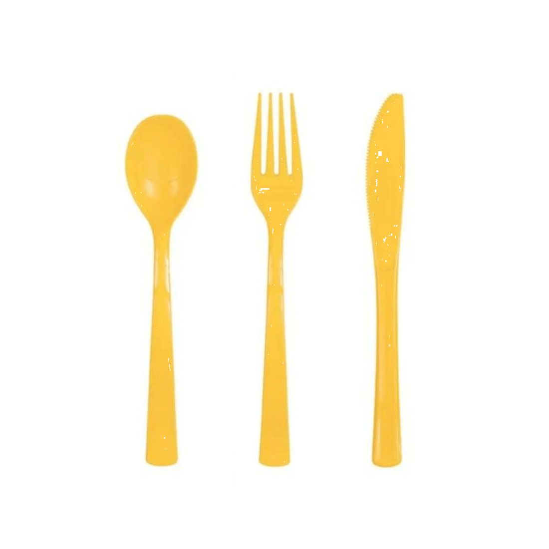 1 Unique Yellow Reusable Plastic Cutlery Pack of 18, 1 of 2