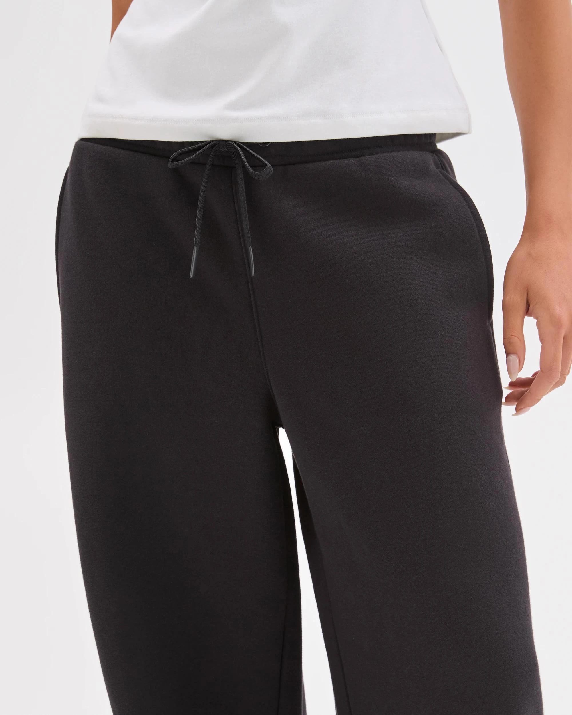 7 Lily Loves Australian Cotton Blend Wide Leg Trackpants BLACK, 7 of 8