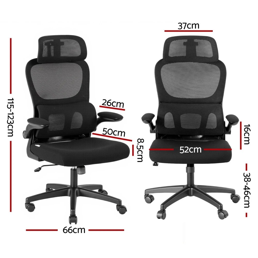 2 Artiss Ergonomic Office Chair Mesh Chairs - Black, 2 of 5